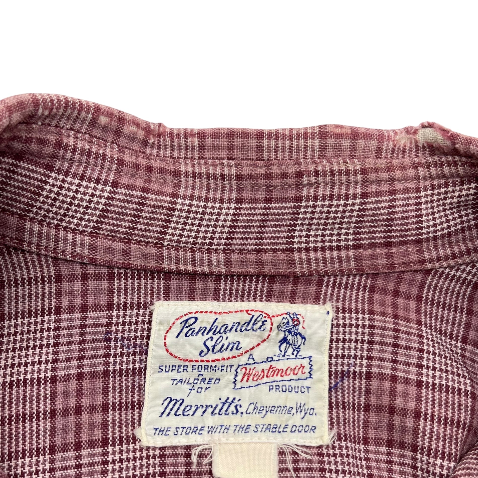 PANHANDLE SLIM(パンハンドルスリム) 60’s ~ 70's Ｖintage check western shirt ヴィンテージ レーヨン チェック ウエスタン シャツ 表記無し(S-M程度) ピンク×ホワイト 推定60年代～70年代