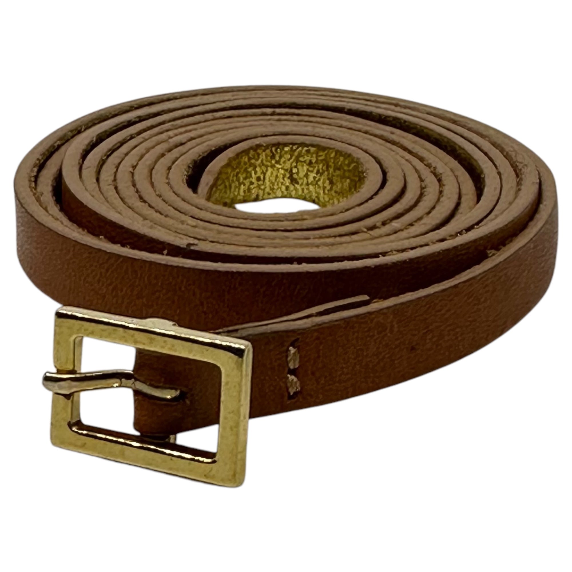 DRIES VAN NOTEN(ドリスヴァンノッテン) Gold lame leather narrow belt ゴールドラメ レザー ナロー ベルト 85 ブラウン×ゴールド