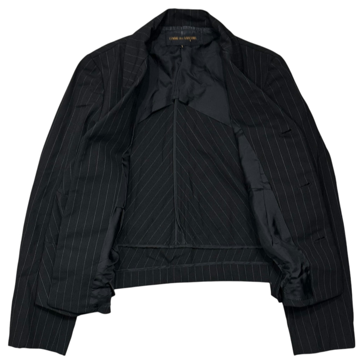 COMME des GARCONS(コムデギャルソン) 1993SS Wool Gabardine Paneled Striped Jacket ウール ギャバジン 切替 ストライプ ジャケット GJ-11004S S ブラック×ホワイト AD1992 90s アーカイブ ピンストライプ