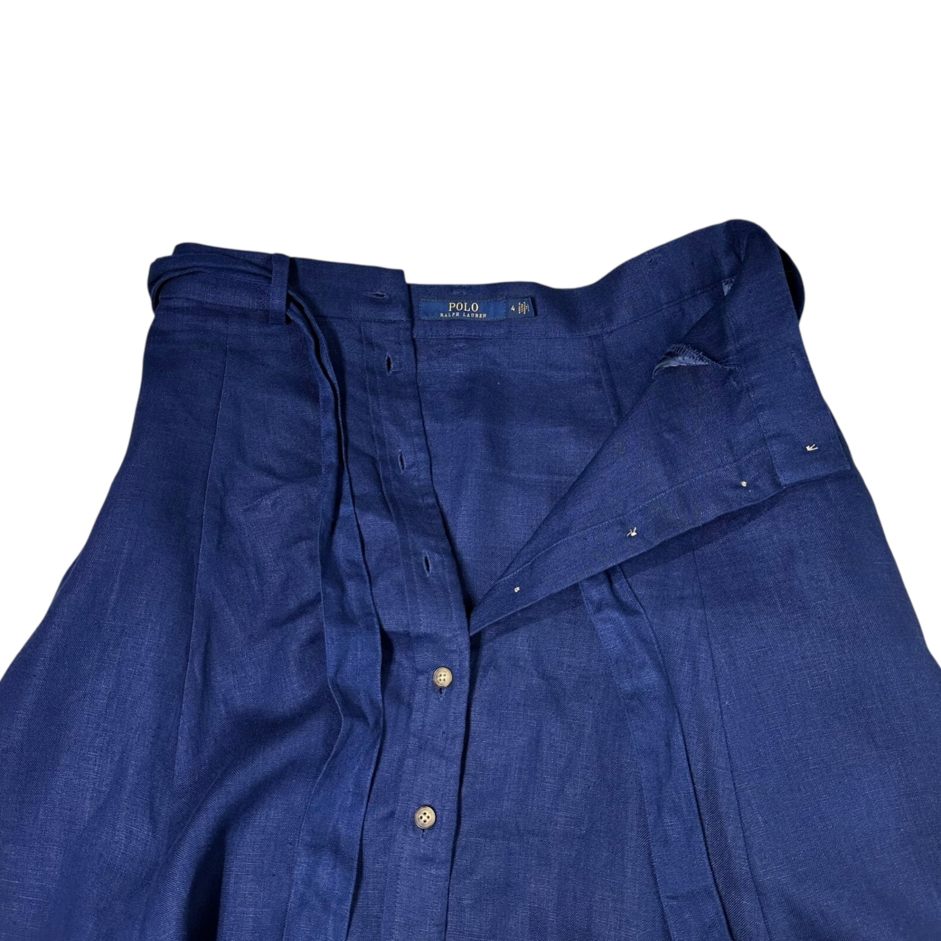POLO RALPH LAUREN(ポロラルフローレン) Front button linen long skirt フロントボタン リネン ロング スカート 0200011323 4(160cm) ブルー