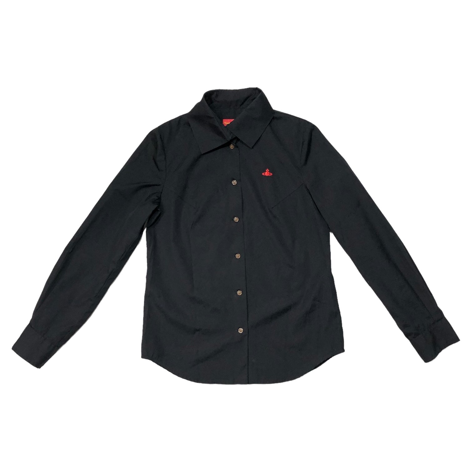 Vivienne Westwood RED LABEL(ヴィヴィアンウエストウッドレッドレーベル) One point orb long sleeve  shirt ワンポイントオーブ長袖シャツ 16-03-862001 2(M程度) ブラック×レッド