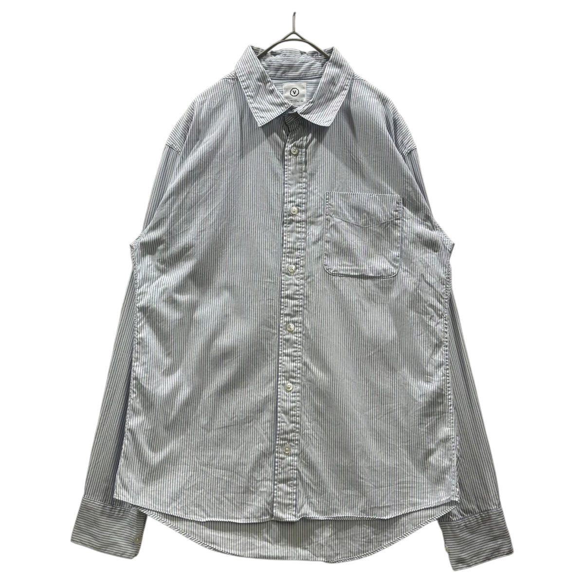 VISVIM(ビズビム/ヴィズヴィム) Striped Regular-Collar Shirt ストライプ レギュラー カラー シャツ S ホワイト×ライトブルー