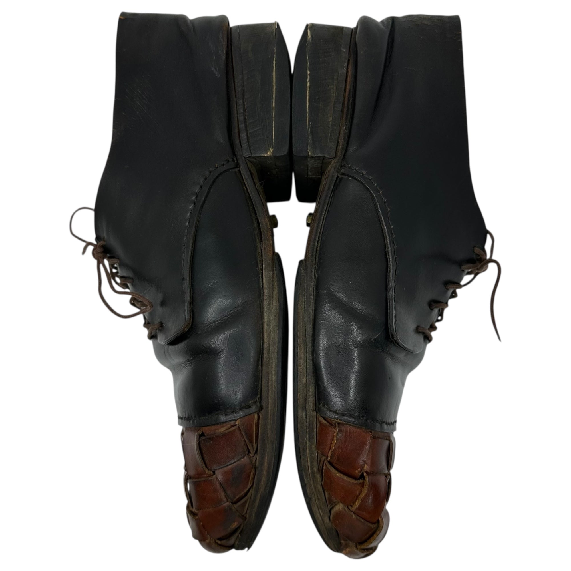 munoz vrandecic(ムニョスブランデシッチ) Intrecciato Toe Leather Shoes イントレチャート トゥ レザー シューズ 44(28.5cm程度) ブラック×ブラウン 革靴