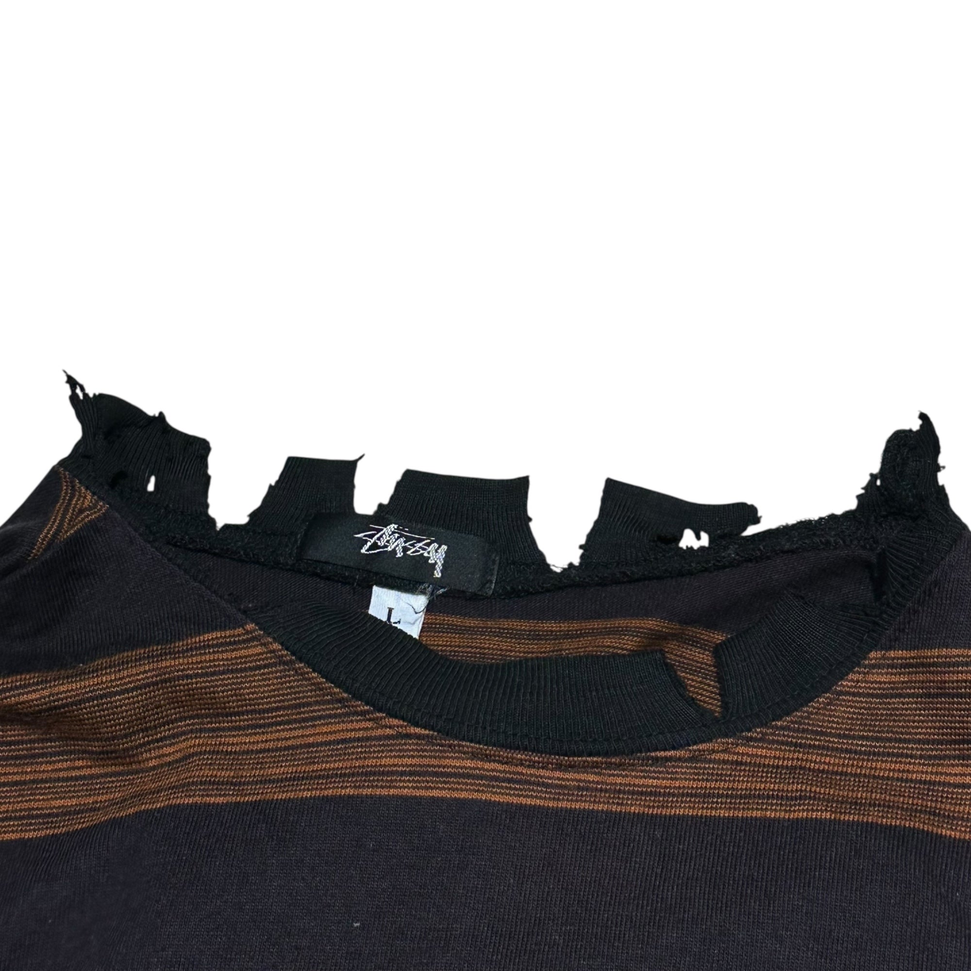 STUSSY(ステューシー) 80's USA Made Vintage Border Pocket Tee ヴィンテージ ボーダー ポケット Tシャツ L ブラック×オレンジ 80年代 初期タグ