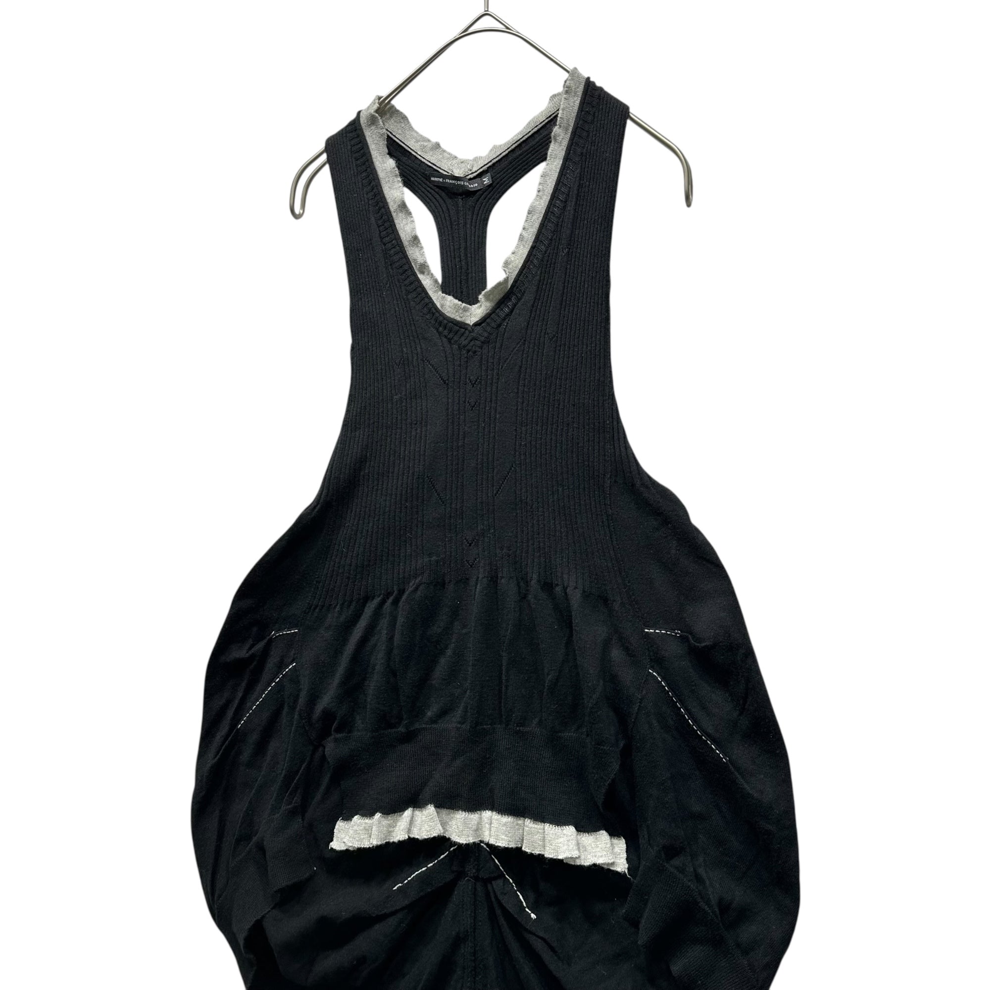 MARITHE FRANCOIS GIRBAUD(マリテフランソワジルボー) 00's Sleeveless Ribbed Balloon Flare Knit Top ノースリーブ リブ バルーン フレア カットソー F5-8122 M ブラック Y2K タンクトップ