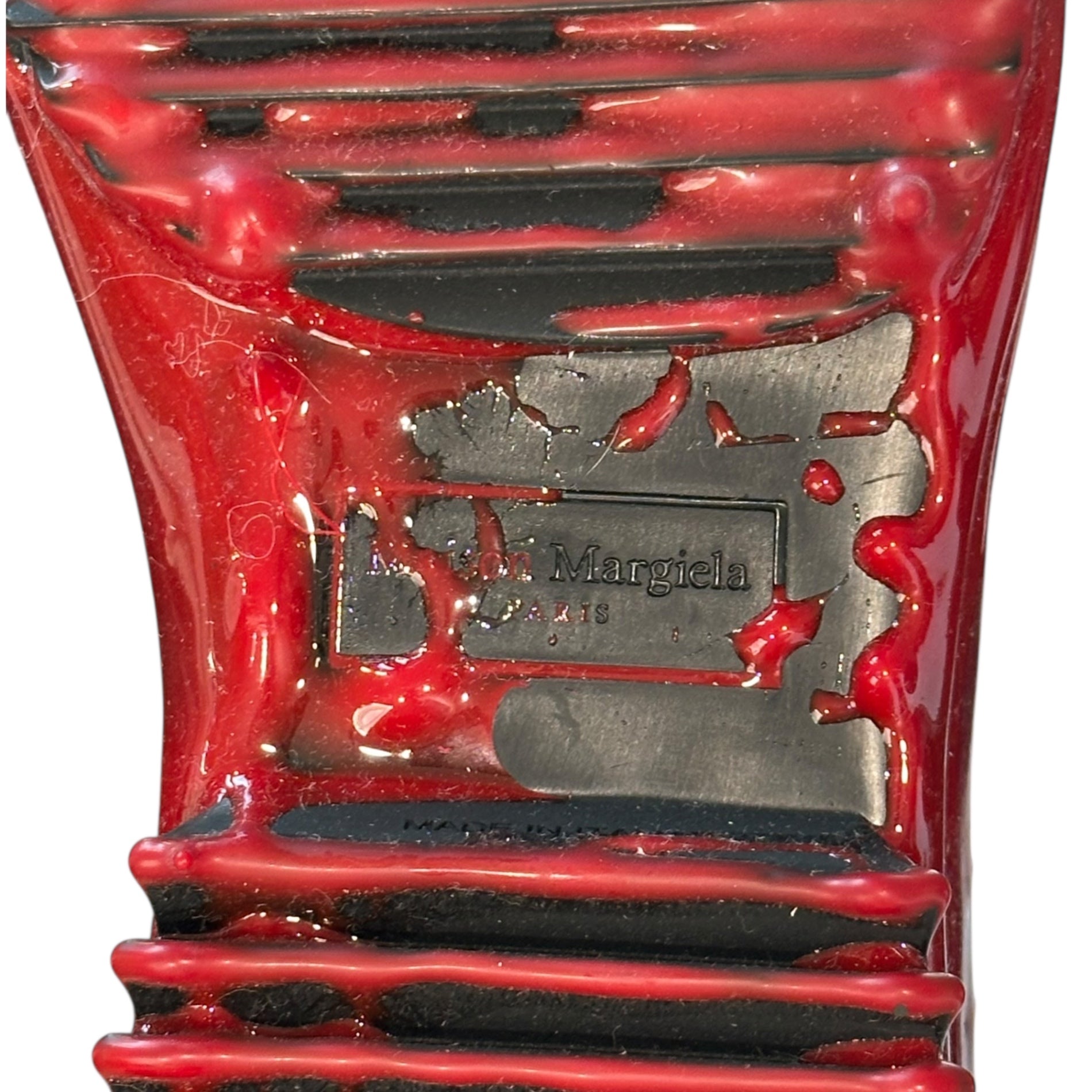 MAISON MARGIELA(メゾンマルジェラ) 22SS Rubber Thigh-High ペンキ加工 ラバー ニーハイ ロング ブーツ S97WW0058 39(24.5cm程度) レッド レイン