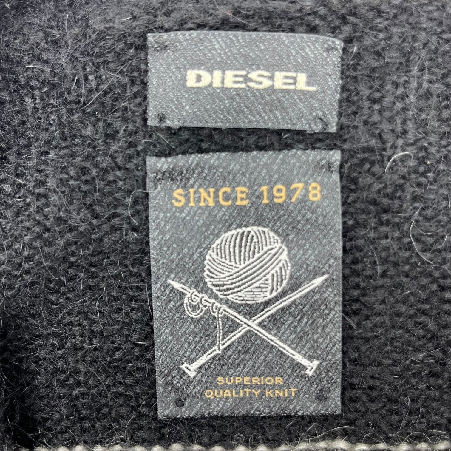 DIESEL(ディーゼル) Mohair mix border crew neck knit モヘア 混 ボーダー クルーネック ニット M グレー×ブラック Y2K