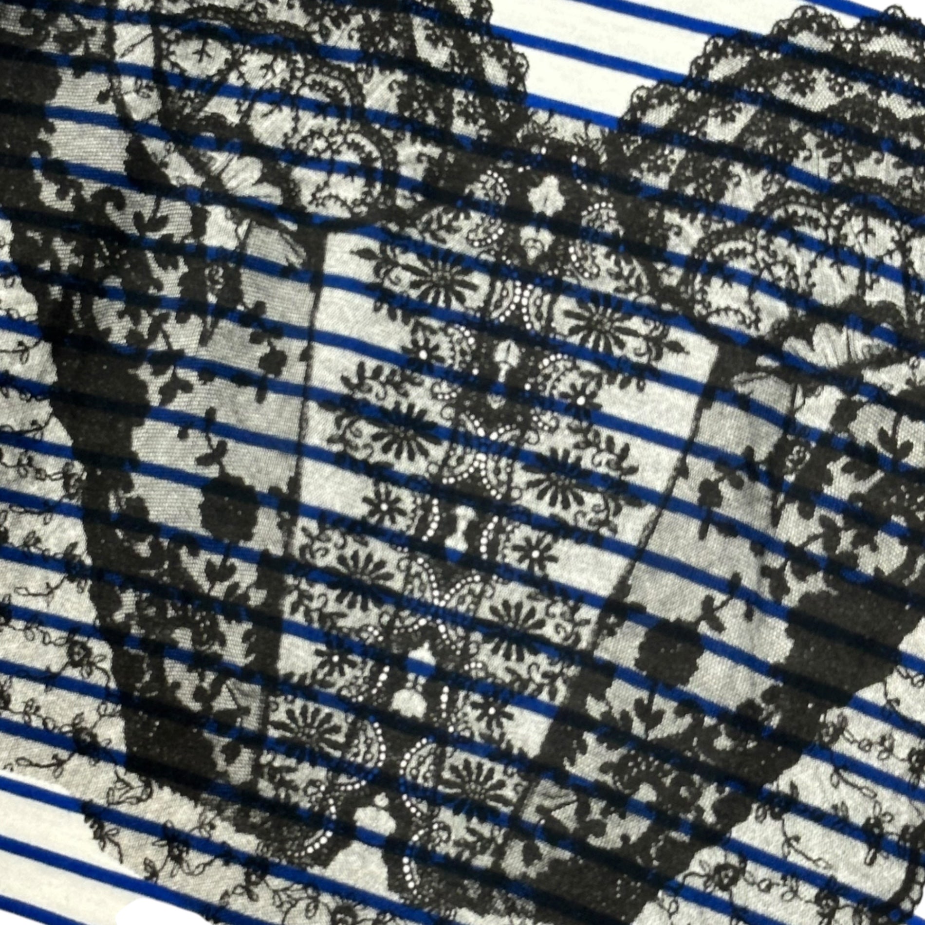tricot COMME des GARCONS(トリココムデギャルソン) 11AW Lace Heart Print Border L/S T-Shirt レース ハート プリント ボーダー 長袖 Tシャツ TH-T213 S ホワイト×ブルー AD2011