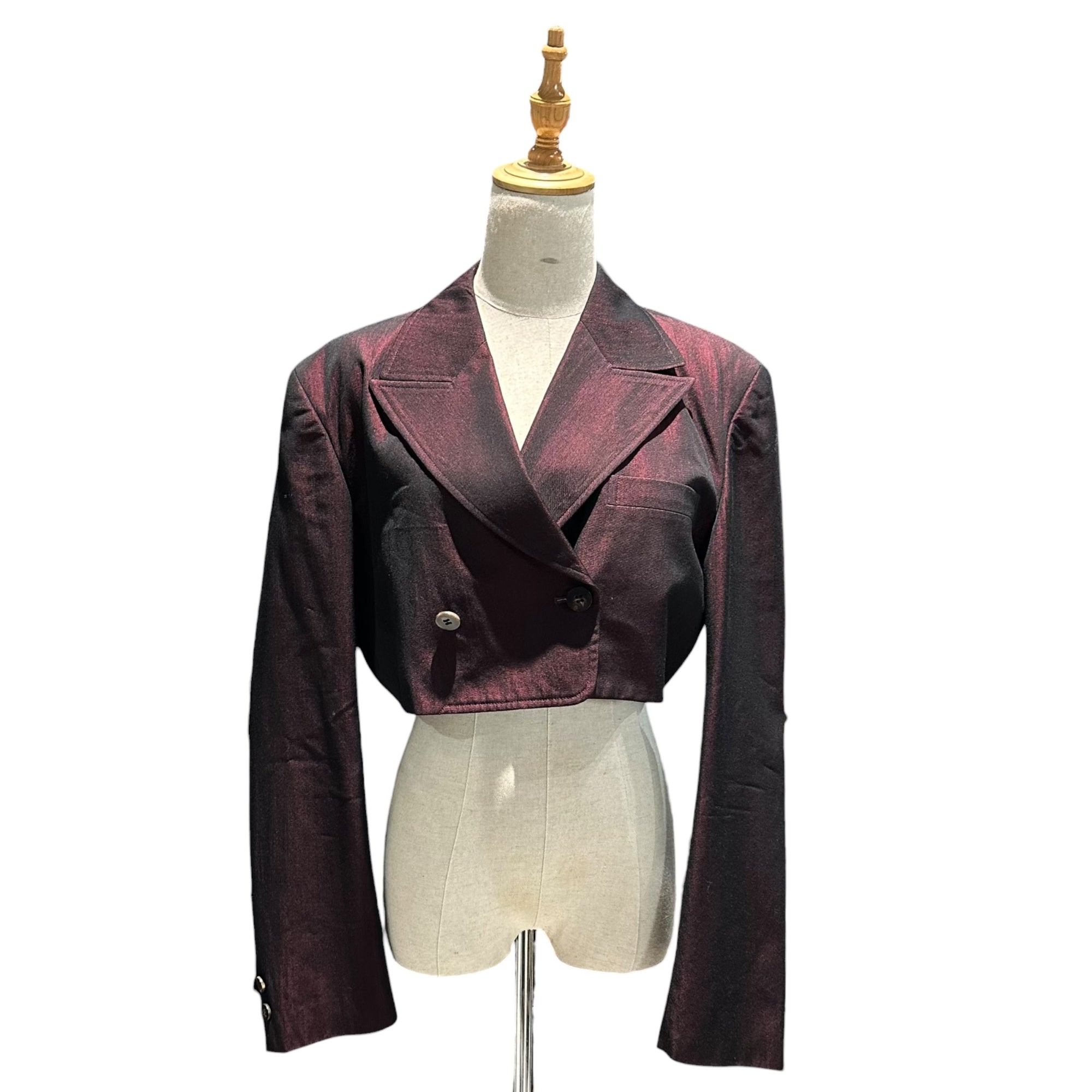 tricot COMME des GARCONS(トリココムデギャルソン) Short-length double-breasted tailored jacket 短丈 ショート丈 ダブル テーラード ジャケット 表記無(M程度) ボルドー×ブラック