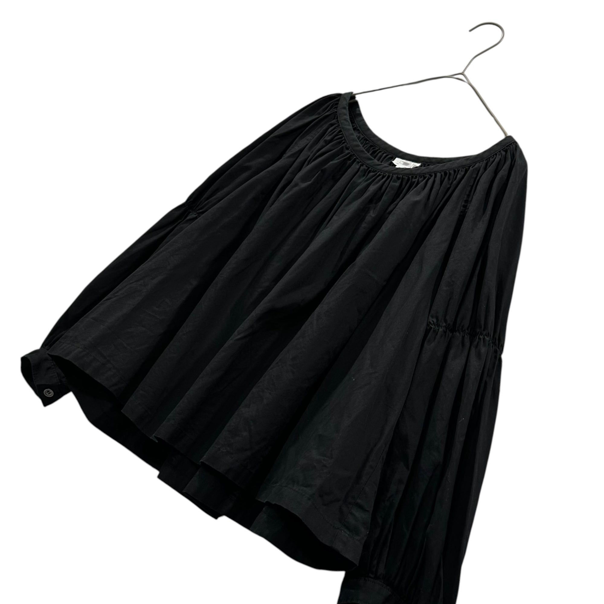COMME des GARCONS COMME des GARCONS(コムデギャルソンコムデギャルソン) 2020SS Cotton Pongee Gathered Pullover Shirt 綿ポンジ ギャザー プルオーバー シャツ RE-B004 S ブラック AD2019 ブラウス