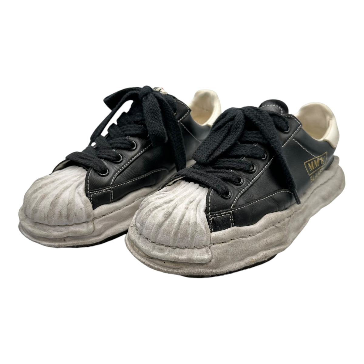 Maison MIHARA YASUHIRO(メゾンミハラヤスヒロ) Blakey Leather Low-Cut Sneakers ブレイキー レザー ローカット スニーカー A06FW702 42 ブラック×ホワイト