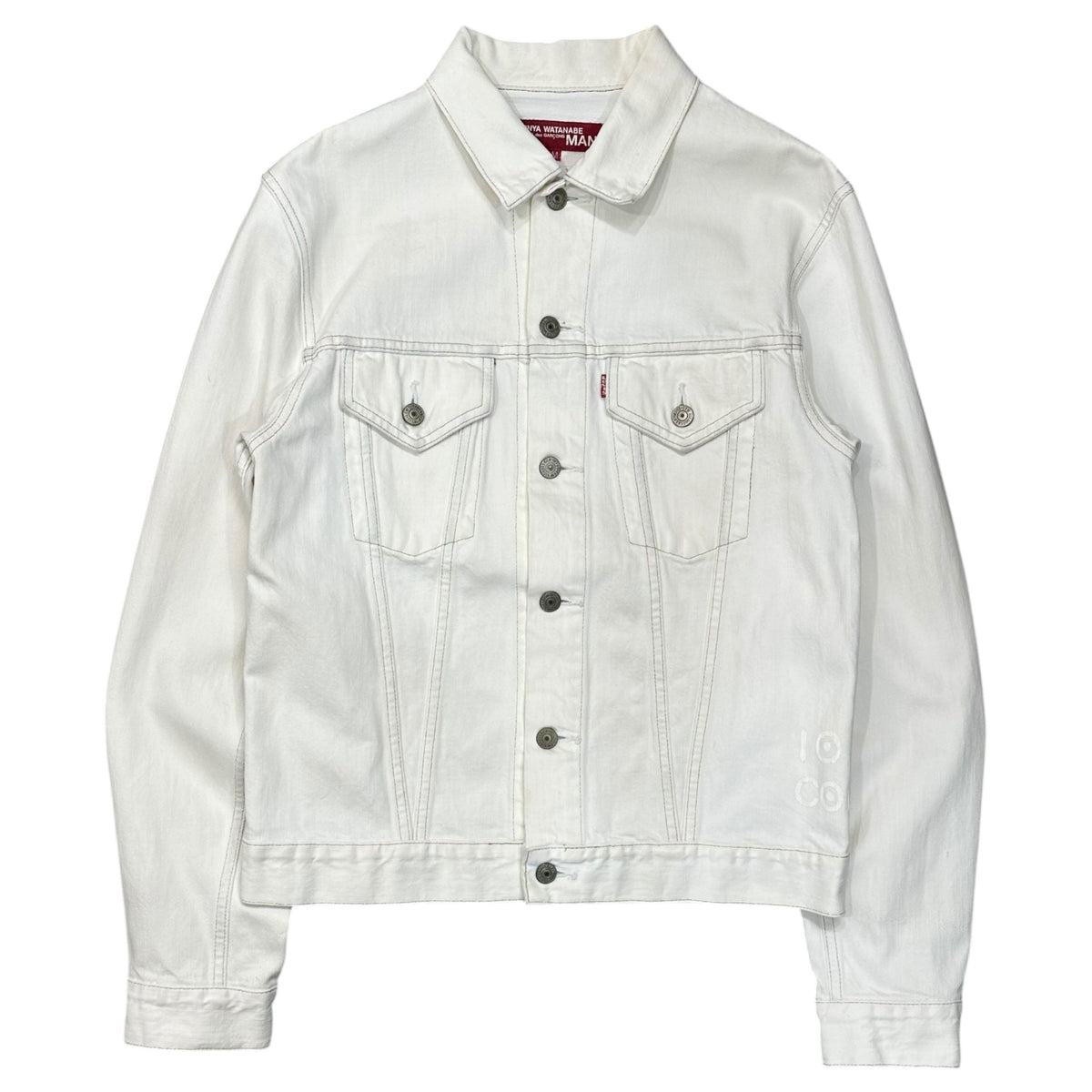 COMME des GARCONS JUNYA WATANABE MAN × Levi's × 10･corso･como COMME des GARCONS(コムデギャルソンジュンヤワタナベマン × リーバイス × ドゥエチ コルソコモ コムデギャルソン) 2002AW White Denim Jacket with Back Print バック プリント ホワイト デニム ジャケット GG-J201 M ホワイト AD2002 00s アーカイブ