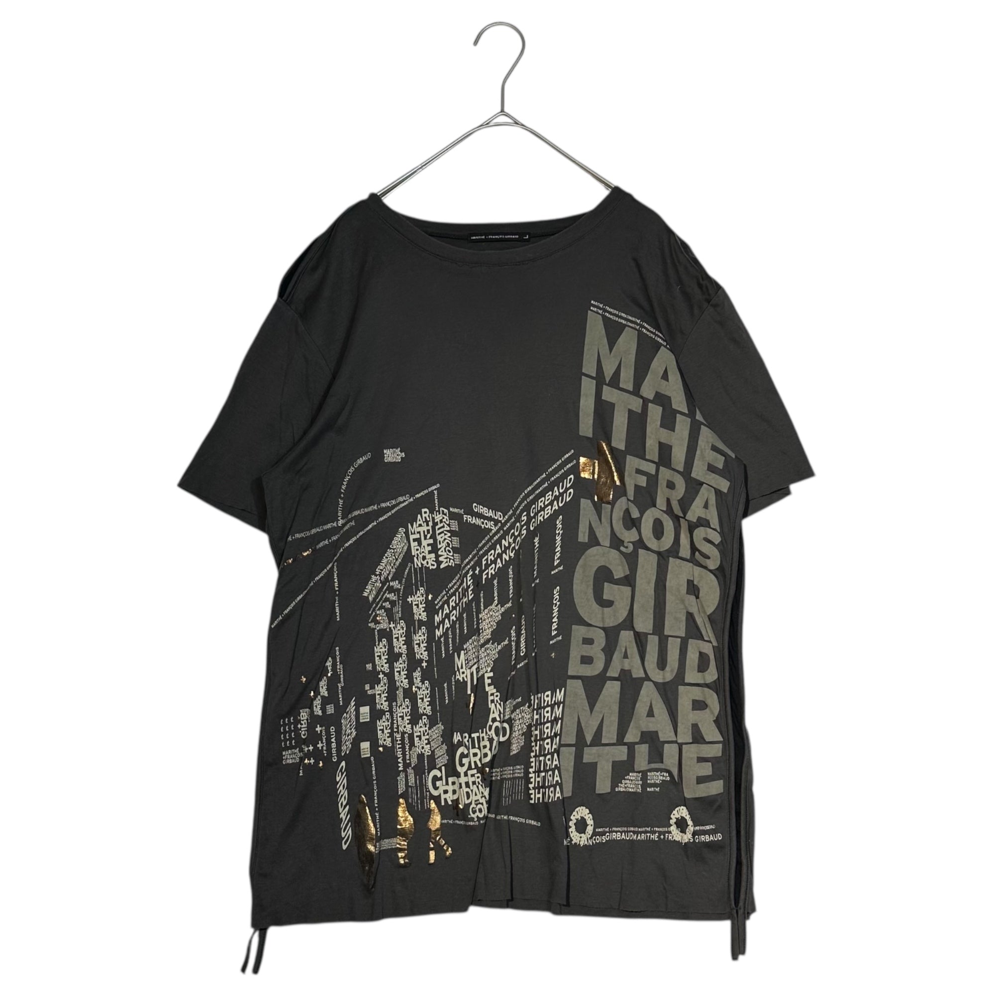 MARITHE FRANCOIS GIRBAUD(マリテフランソワジルボー) 00's Random Logo Graphic Print Side Seam T-Shirt ランダム ロゴ グラフィック プリント サイドシーム Tシャツ M5-6663 L グレー Y2K