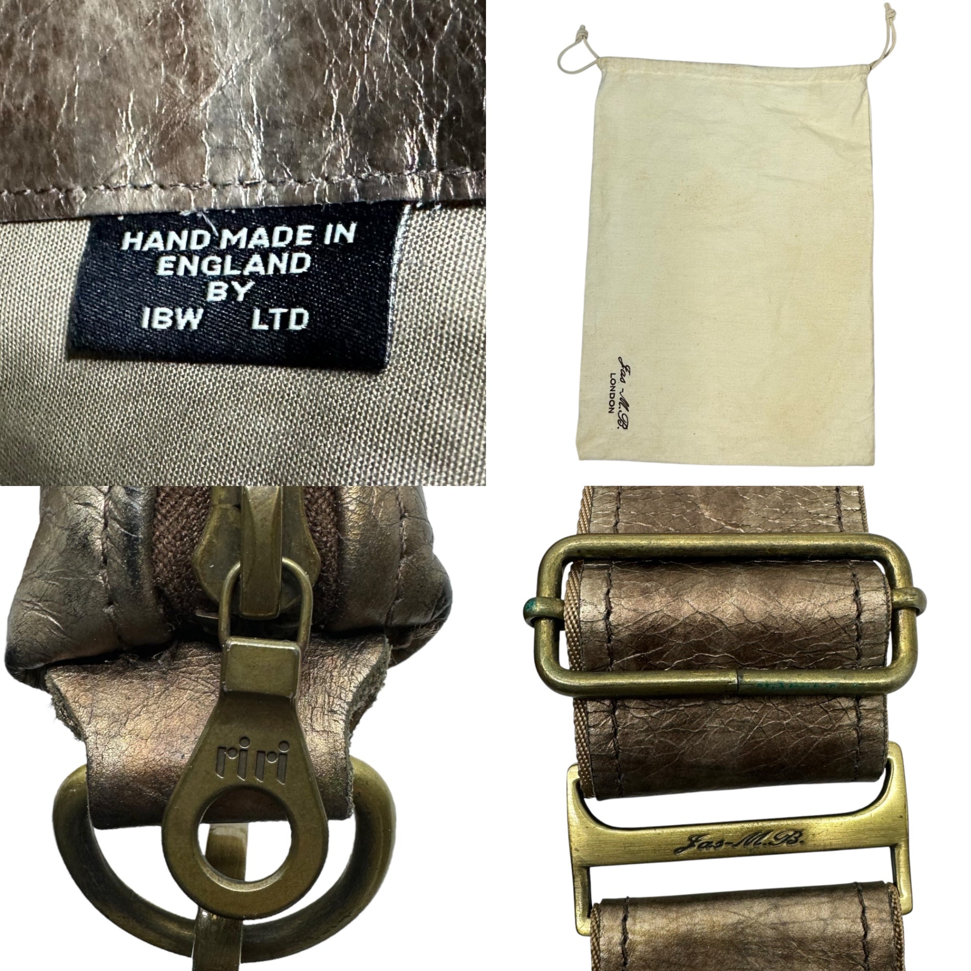 JAS-M.B.(ジャスエムビー) England made Gold coated leather shoulder bag イングランド製 ゴールド コーティング レザー ショルダー バッグ ゴールド