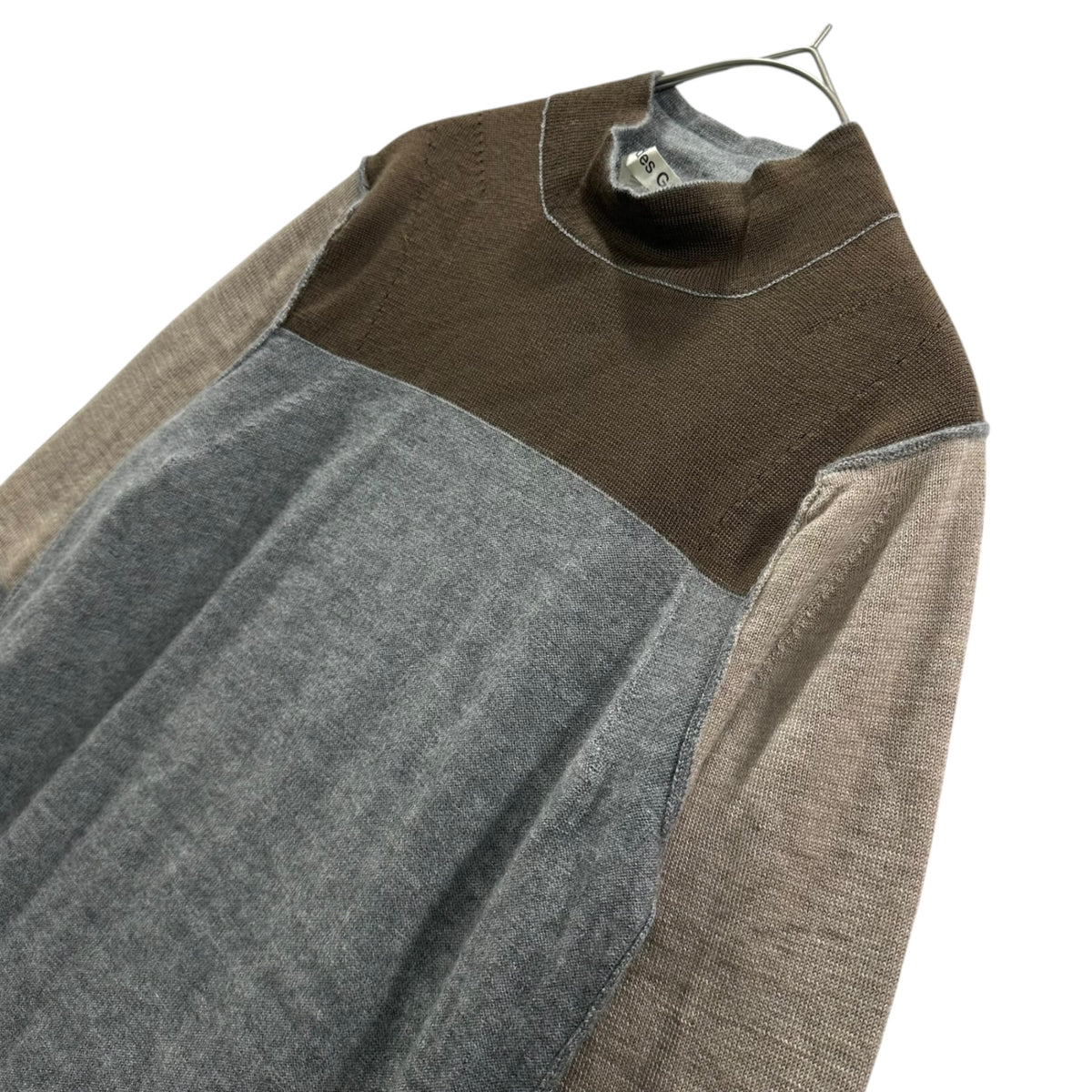 COMME des GARCONS(コムデギャルソン) 1998AW Inside-Out Cashmere Bottleneck Sweater インサイドアウト カシミア ボトルネック ニット GN-040330 FREE カーキ×グレー AD1998 カシミヤ 90s