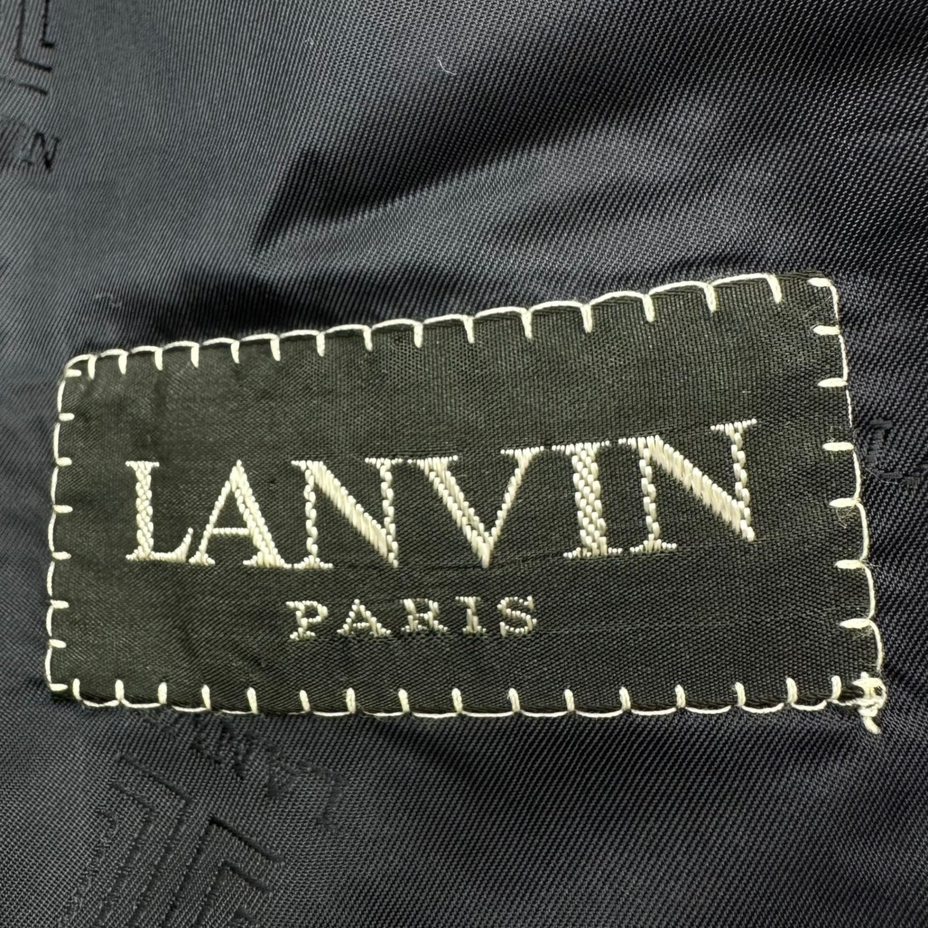 LANVIN(ランバン) 80's~90's Stencil-collar Belted Wool Coat ステンカラー ベルテッド ウール コート 52(XL程度) ネイビー 80年代～90年代 ヴィンテージ