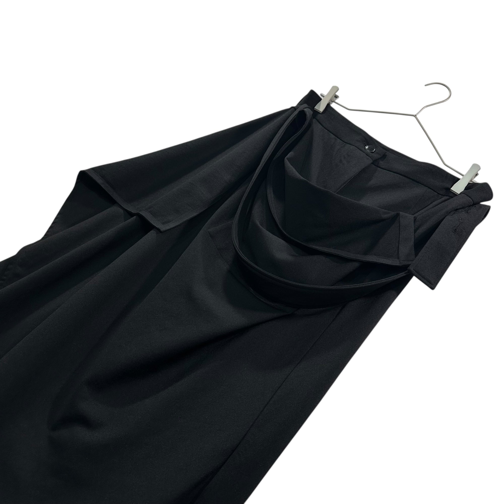 YOHJI YAMAMOTO(ヨウジヤマモト) 23AW POLYESTER TWILL 2WAY SKIRT ポリエステル ツイル ラップ スカート  FU-S50-901 2(M程度) ブラック