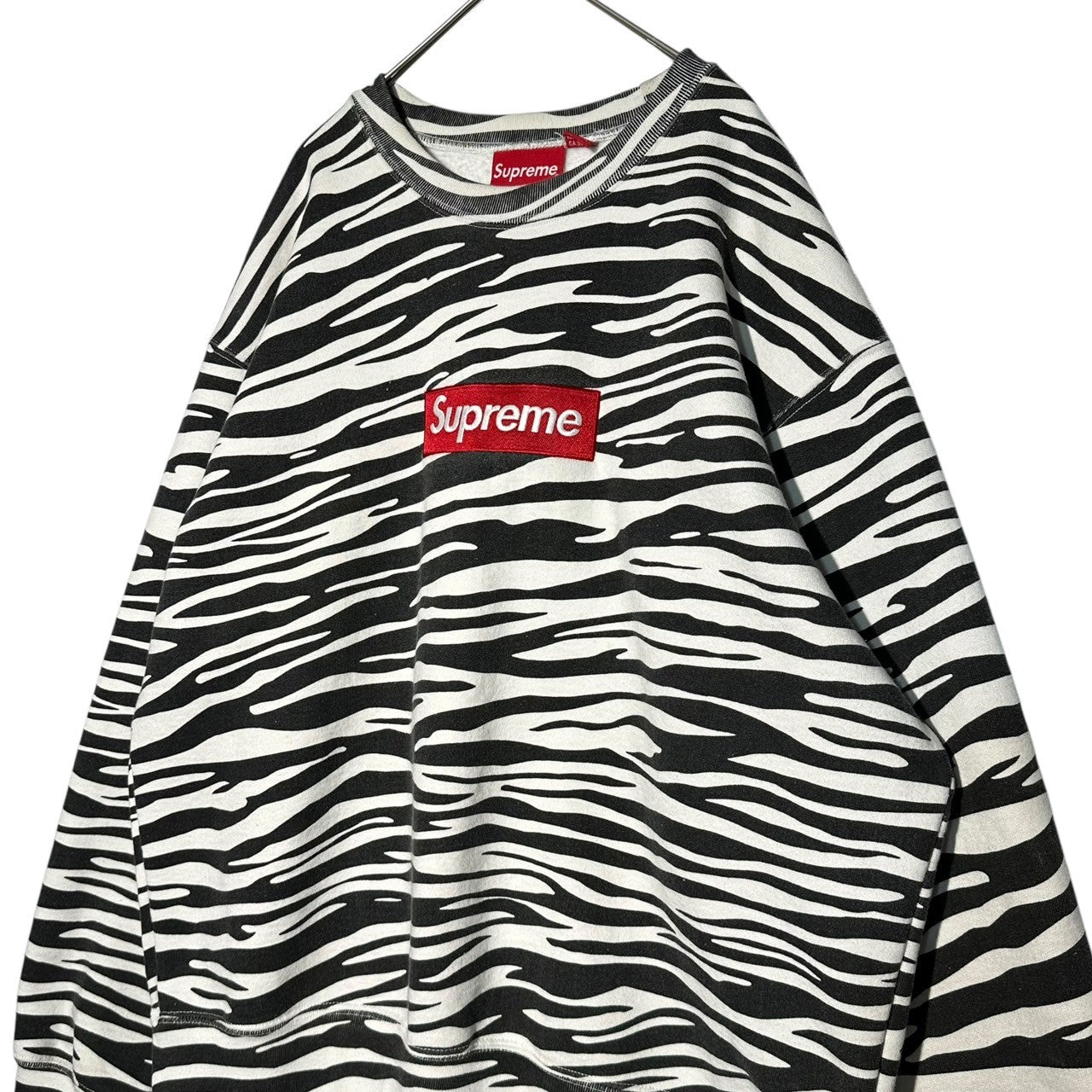 SUPREME(シュプリーム) 22AW Box Logo Crewneck ゼブラ ボックスロゴ クルーネック スウェット M ブラック×ホワイト カナダ製