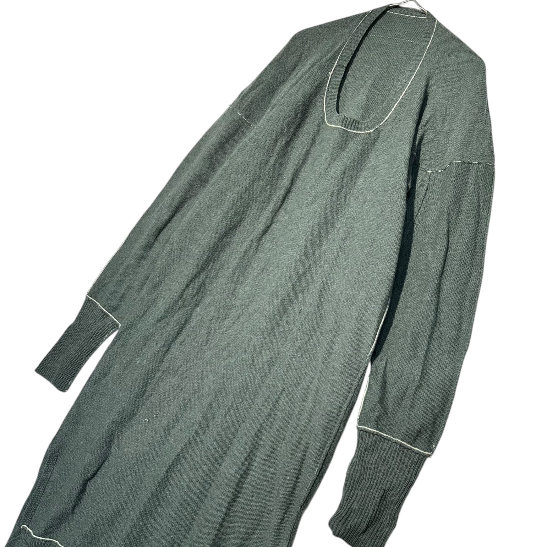 Y's(ワイズ) Stitchwork knit dress ステッチワーク ニット ワンピース YP-K13-174 FREE モスグリーン×ホワイト