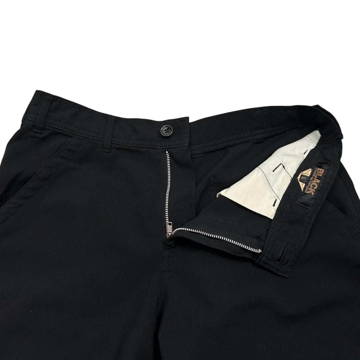 BLACK COMME des GARCONS(ブラックコムデギャルソン) 2017SS Knee-Paneled Polyester Straight Pants 膝 切替 エステル ストレート パンツ 1S-P020 L ブラック AD2016