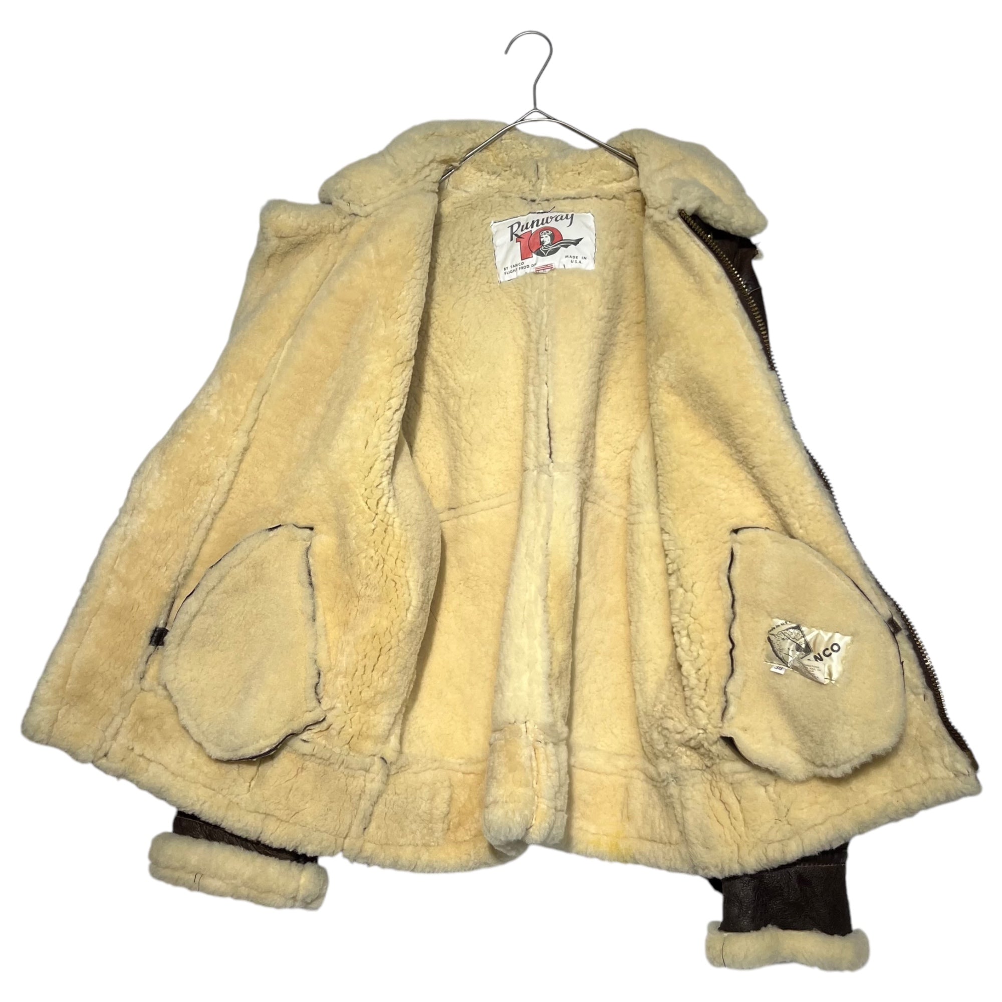 RUNWAY BY TANCO(ランウェイバイタンコ) B3 Shearling flight jacket ムートン フライト ジャケット 38(M) ブラウン ミリタリー ボア  USA製