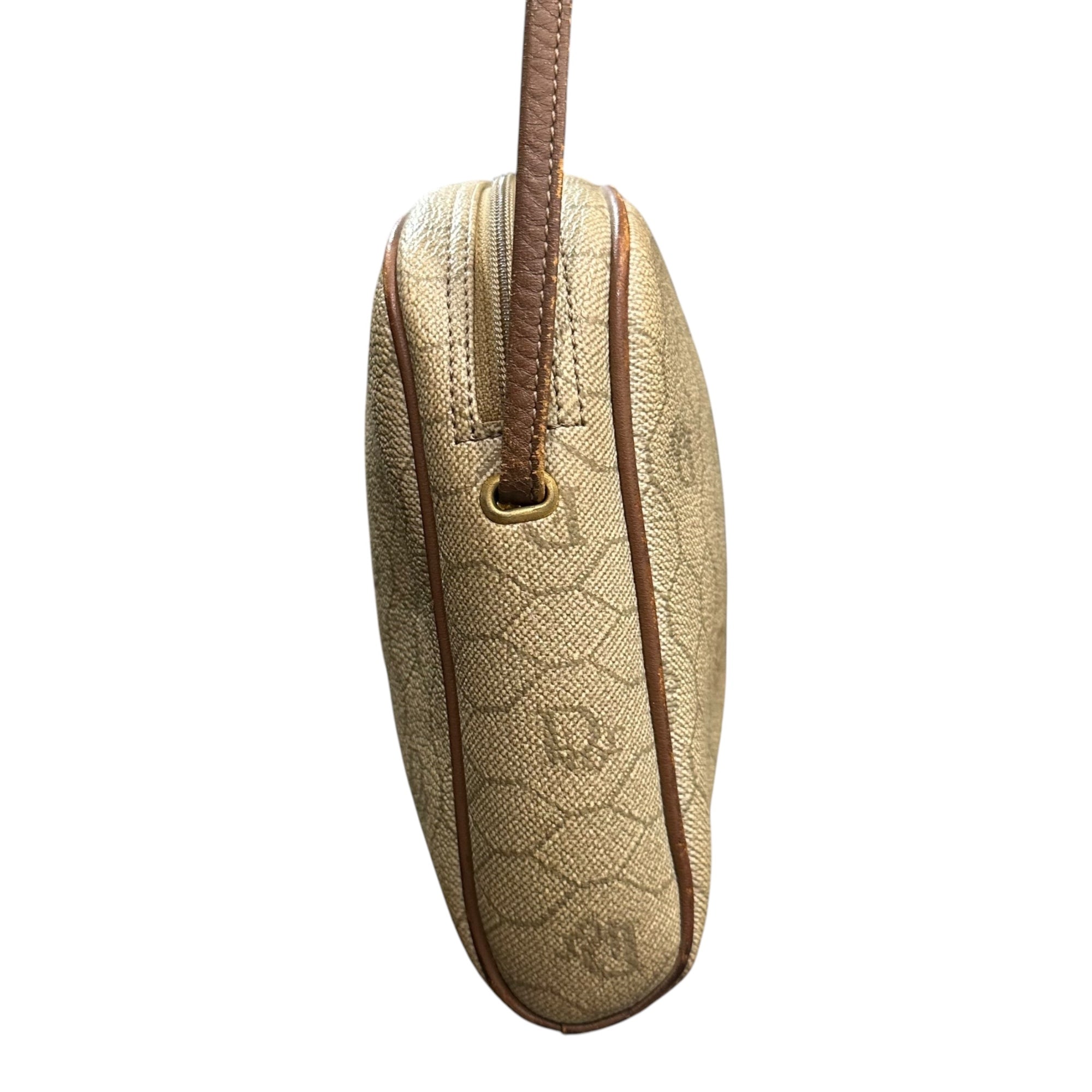 Christian Dior(クリスチャンディオール) 1970's Honeycomb Pattern PVC Shoulder Bag ハニカム柄 ショルダー バッグ ベージュ 70年代 ailee ジップ ヴィンテージ OLD