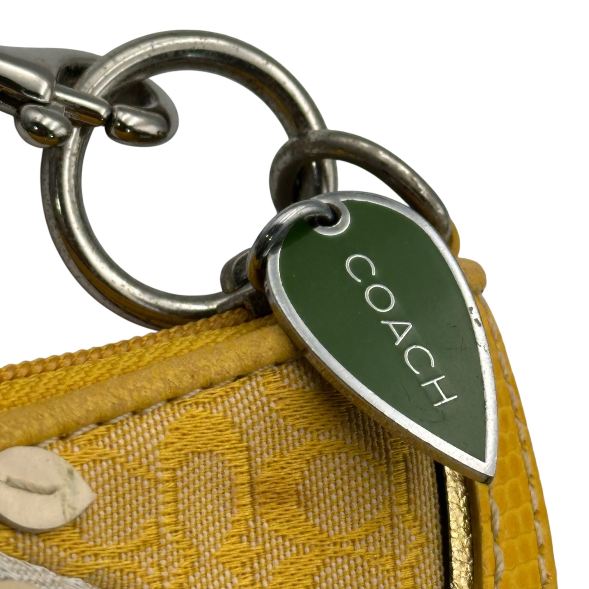 COACH(コーチ) Lemon Motif Coin Case レモン モチーフ コイン ケース イエロー×ホワイト シグネチャー フルーツ ミニ ポーチ キー