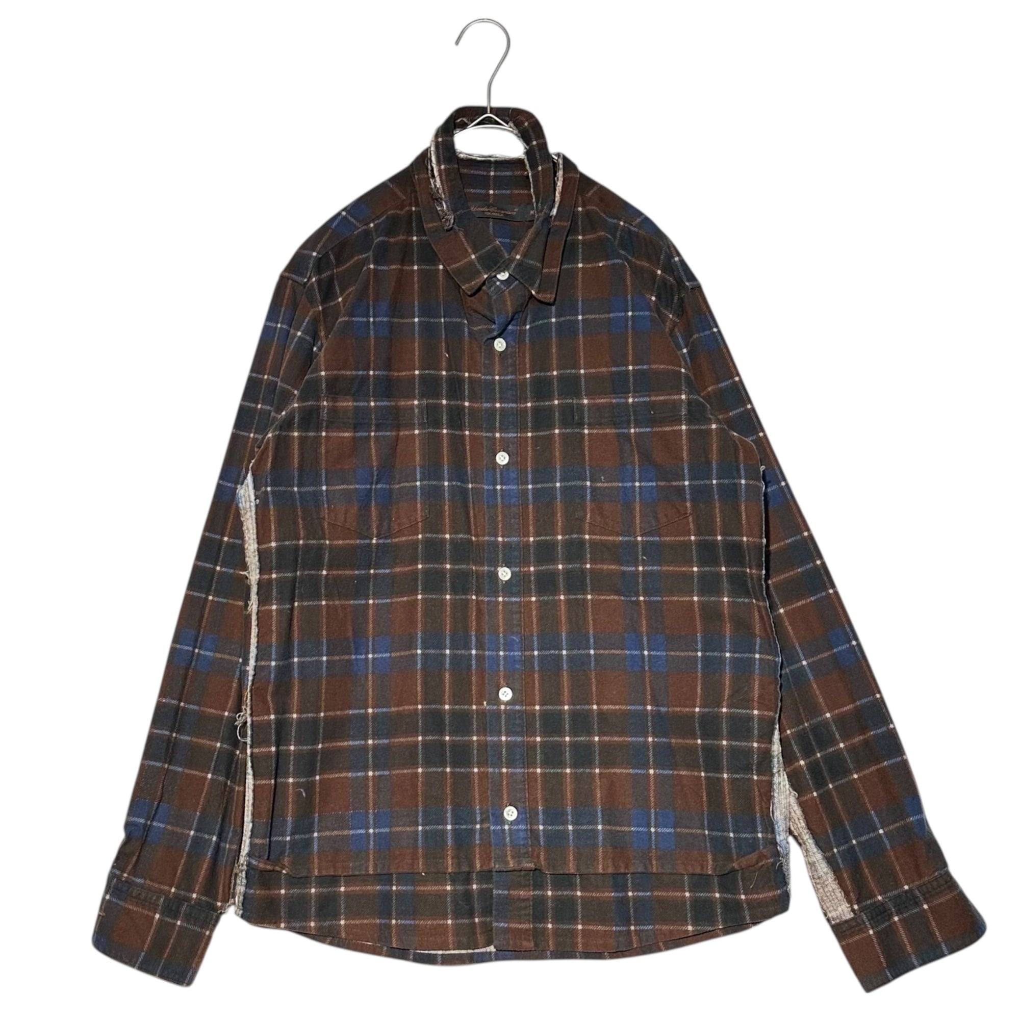 UNDERCOVERISM(アンダーカバイズム) 03SS SCAB Crushed L/S flannel shirt クラッシュ加工 長袖 ネルシャツ U218 M ブラウン×ネイビー