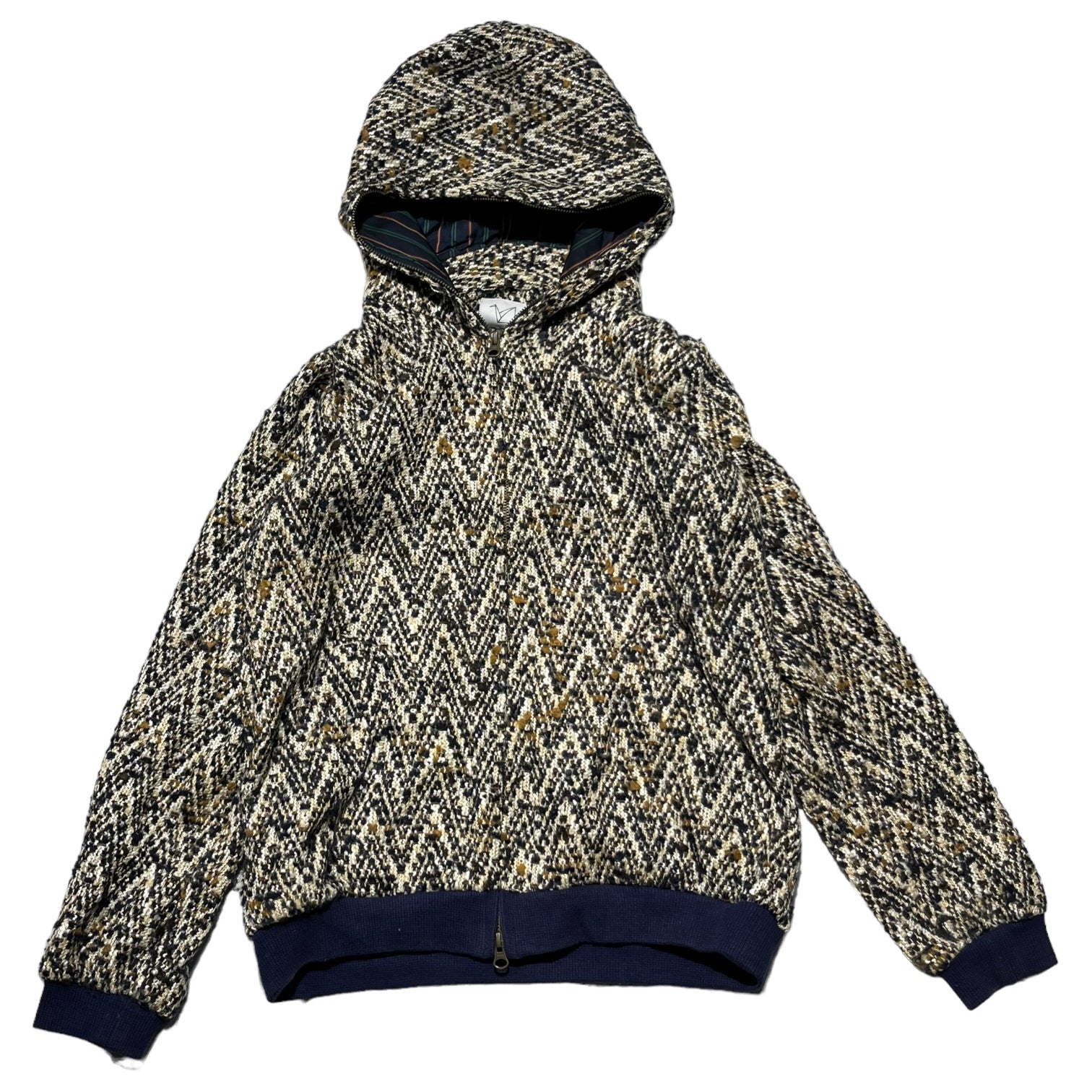 ohta(オオタ)  zip up knit hoodie ジップアップ ニット パーカー SIZE MS　 ブラウン×ネイビー