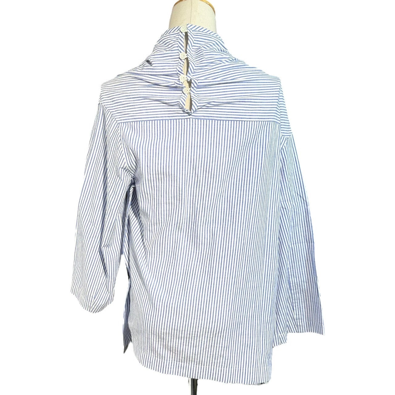 tricot COMME des GARCONS(トリココムデギャルソン) 13AW Front Ribbon Design L/S Striped Blouse フロント リボン デザイン L/S ストライプ ブラウス TL-B022 M ホワイト×ブルー AD2013