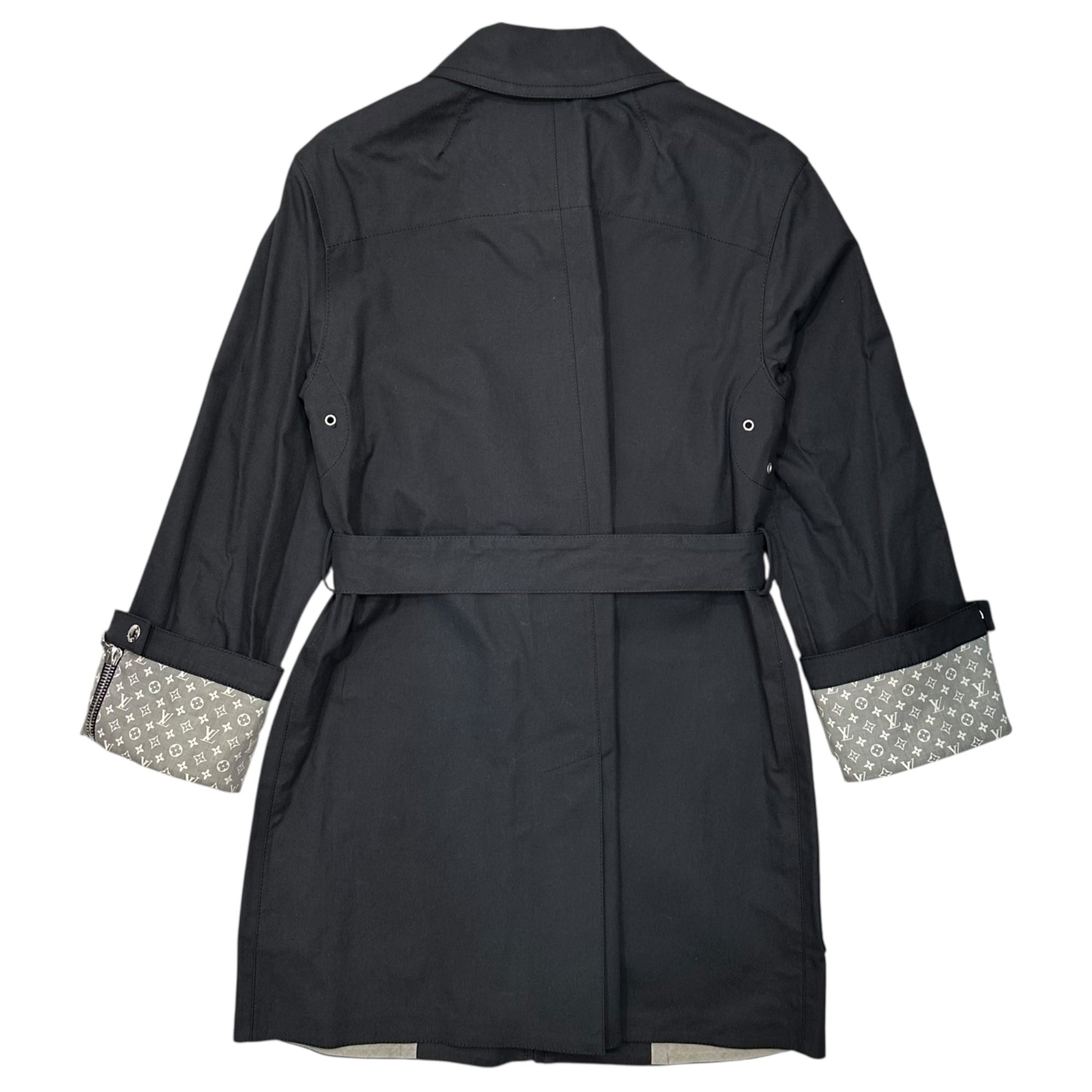 LOUIS VUITTON(ルイヴィトン) Monogram Zip-Up Coated Coat モノグラム ジップアップ ゴム引き コート 34(XS～S程度) ブラック ベルテッド マッキントッシュ ゴム引き