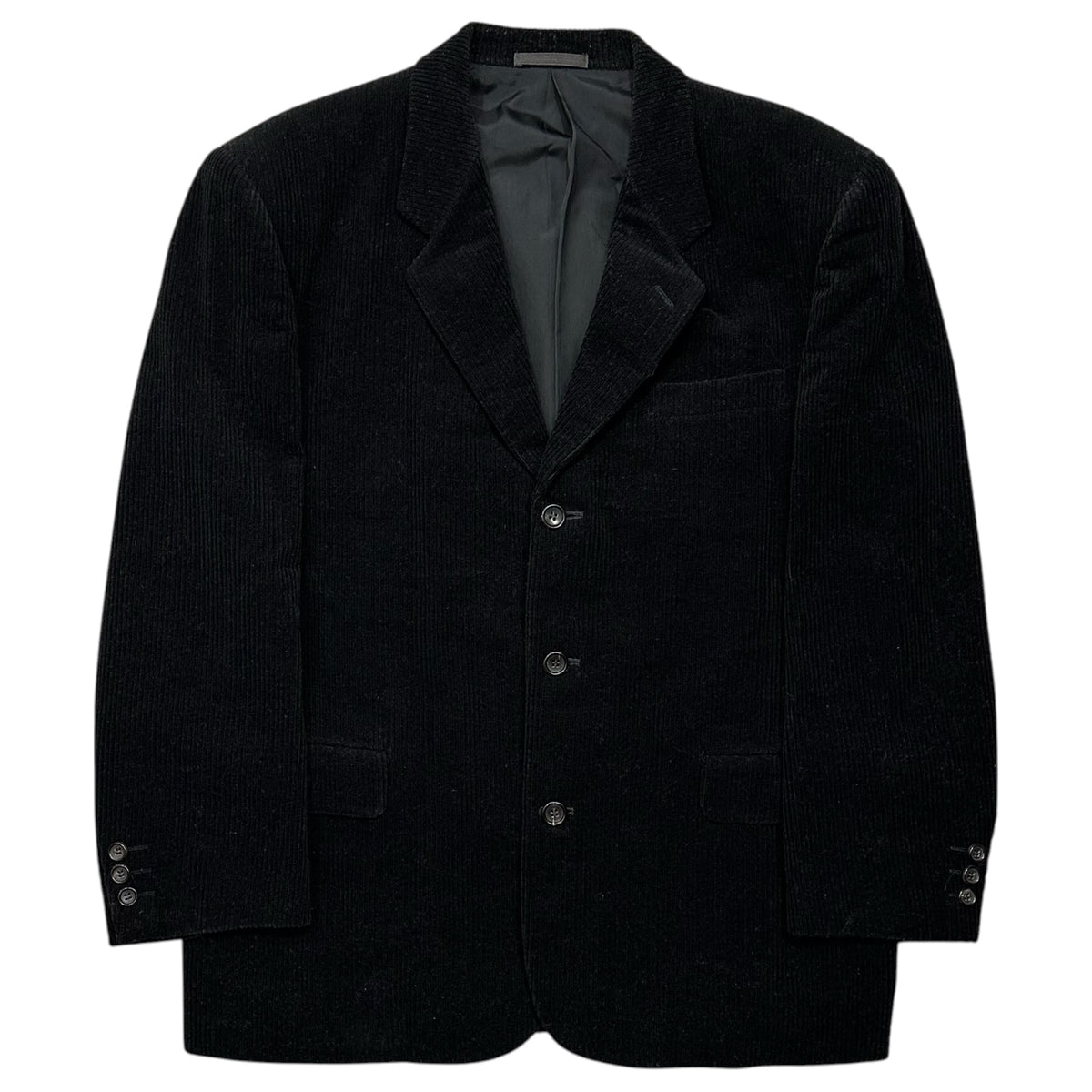 COMME des GARCONS HOMME(コムデギャルソンオム) 1994AW Wo/Co Corduroy Suit ウール コットン 太畝 コーデュロイ セットアップ HJ-08019 JK:M PT:S ブラック AD1994 90's 90年代 テーラード 3B ジャケット パンツ