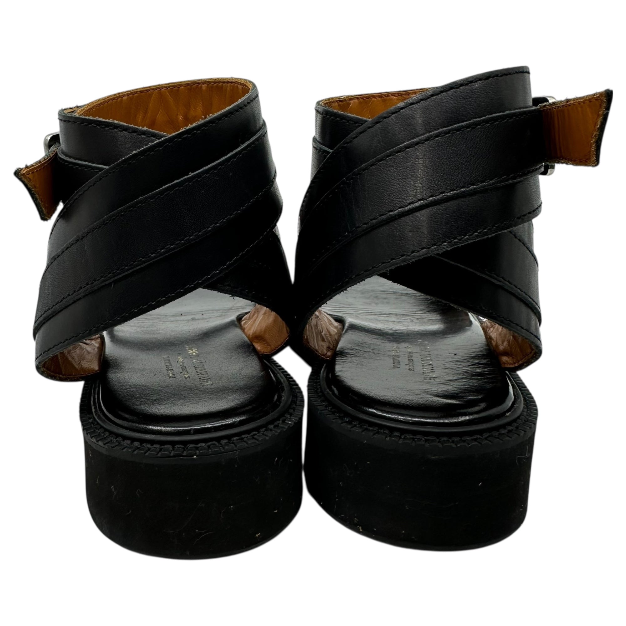 COMME des GARCONS JUNYA WATANABE(コムデギャルソンジュンヤワタナベ) Ankle Strap Leather Sandals アンクル ストラップ レザー サンダル M(24cm程度) ブラック