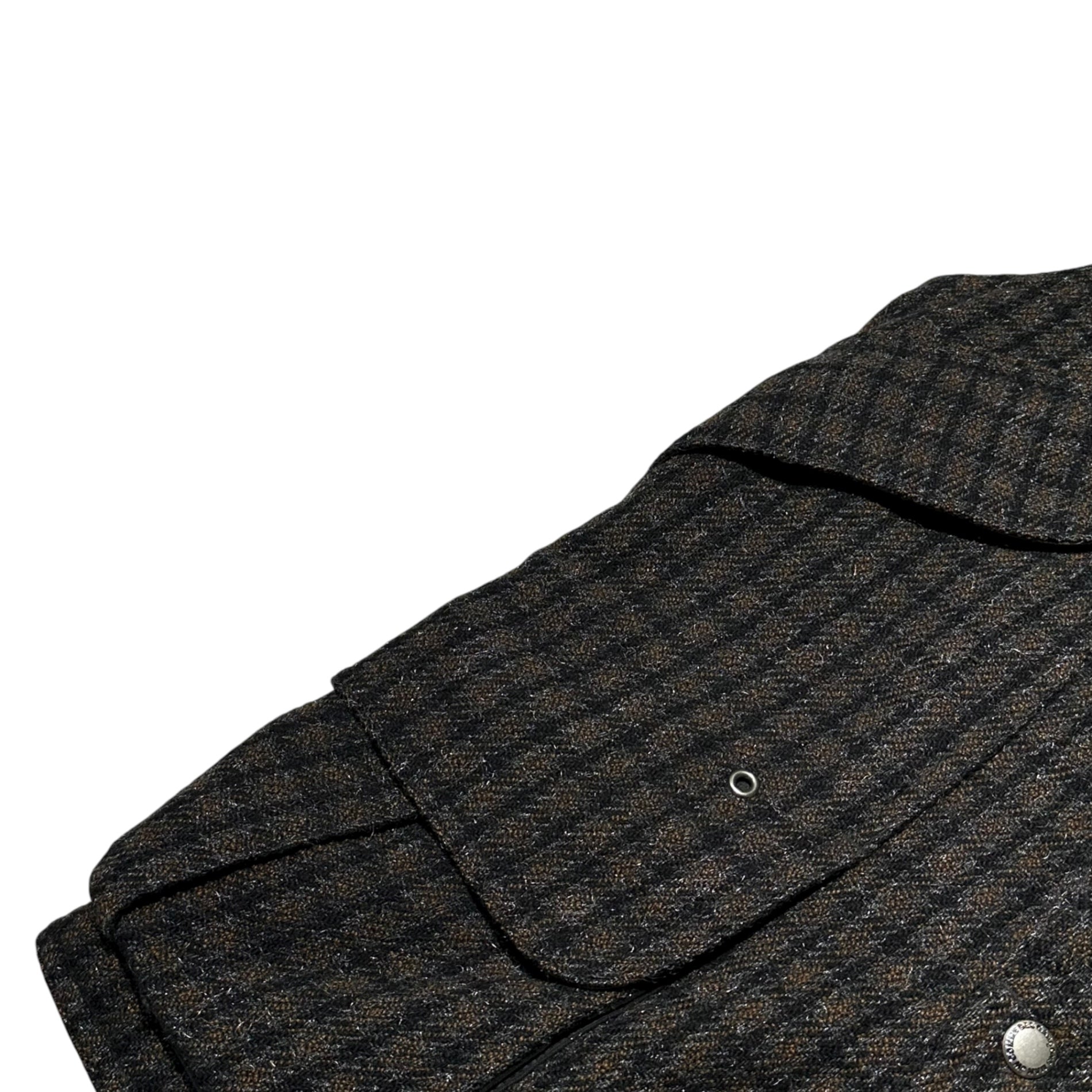 COMME des GARCONS JUNYA WATANABE MAN(コムデギャルソンジュンヤワタナベマン) 09AW W/N/M Lame Workers Vest ウール ナイロン モヘア ラメ ワーカーズ ベスト WD-J005 S ブラウン×ブラック AD2009 襟コーデュロイ