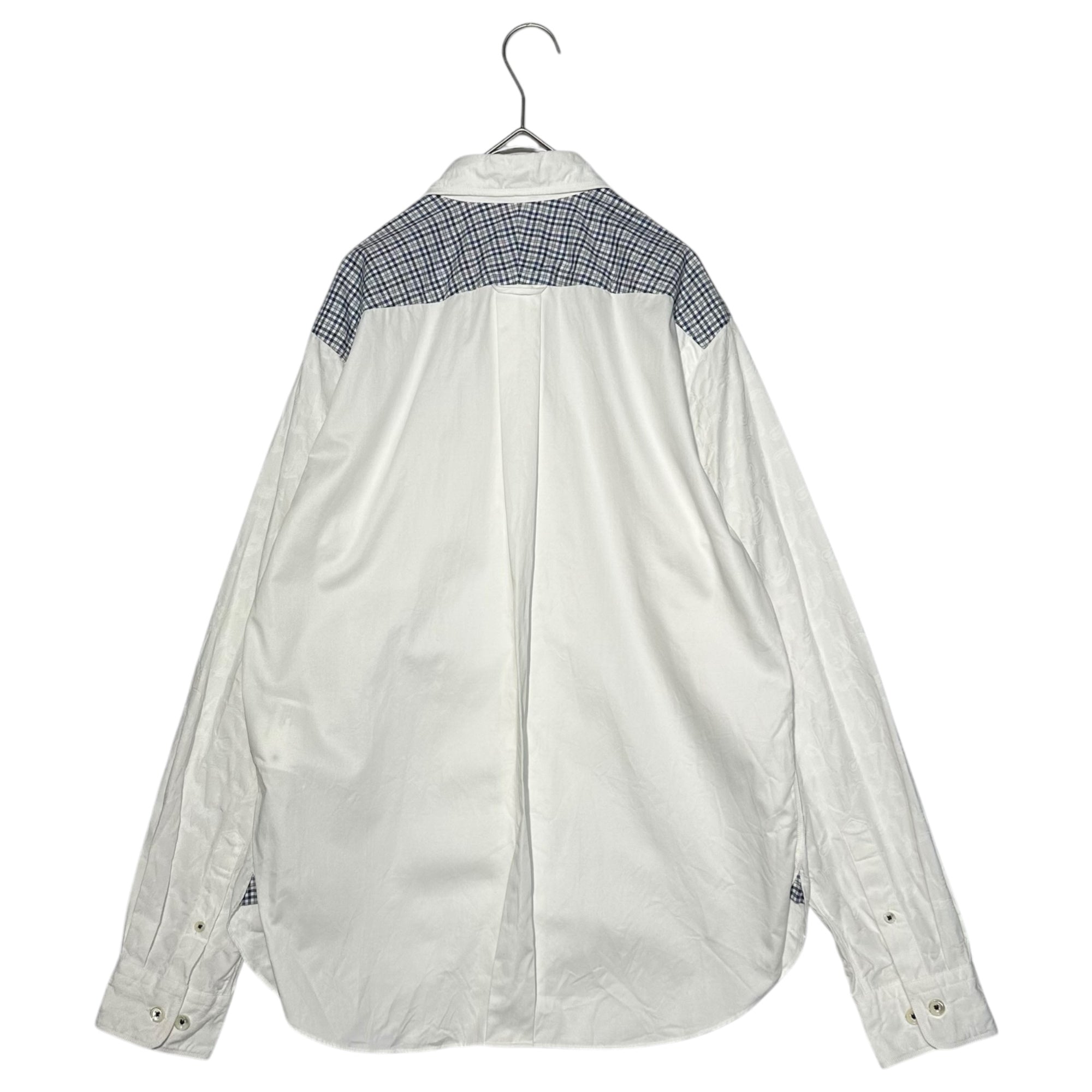 COMME des GARCONS JUNYA WATANABE MAN(コムデギャルソンジュンヤワタナベマン) 19AW Front Paisley Weave Shoulder Check Checked Paneled Long-Sleeved Cotton Shirt 前身頃 ペイズリー織り 肩 チェック 切替 長袖 コットン シャツ WD-B004 S ホワイト×ブルー AD2019