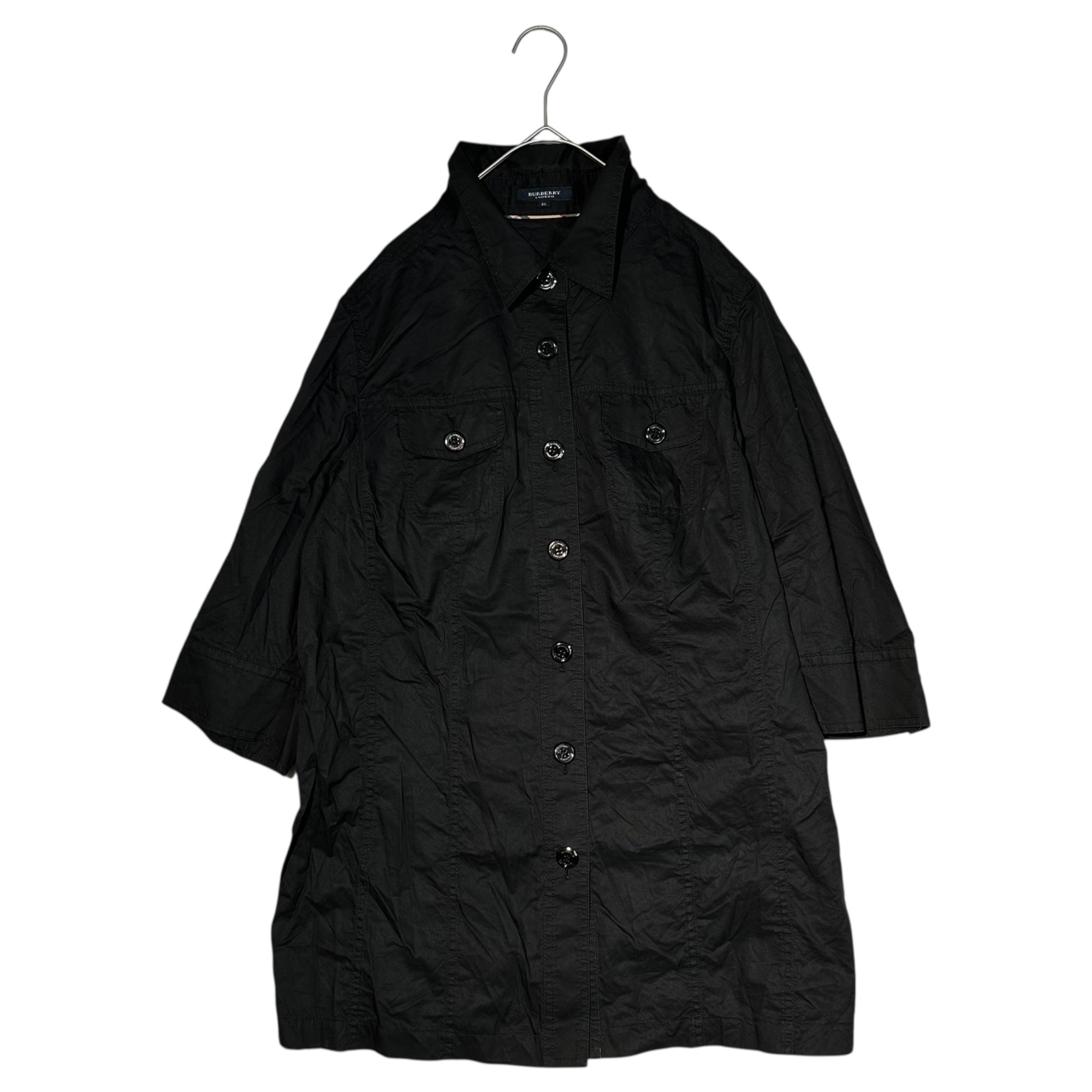 BURBERRY LONDON(バーバリーロンドン) Military Tailored Shirt with 3/4 Length Sleeves 七分袖 ミリタリー テイスト シャツ FEG43-538-10 46(S) ブラック
