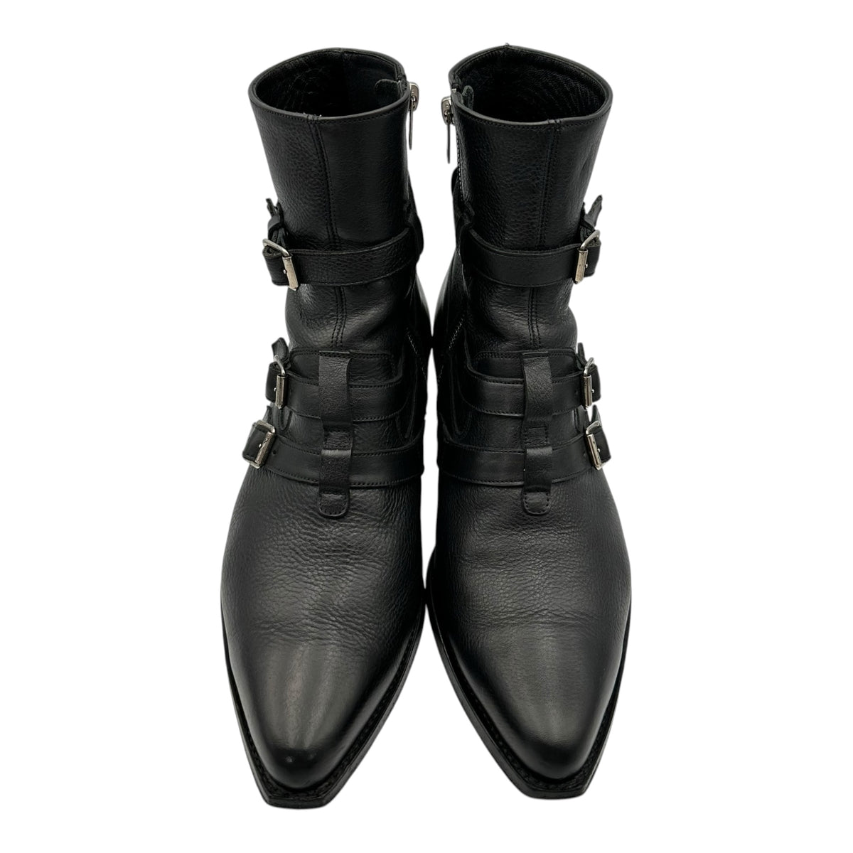 CELINE(セリーヌ) 2019SS By Hedi Slimane Belin Buckle Leather Boots ベルリン 3連 ベルト レザー ブーツ 43 ブラック エディ期 ウエスタン