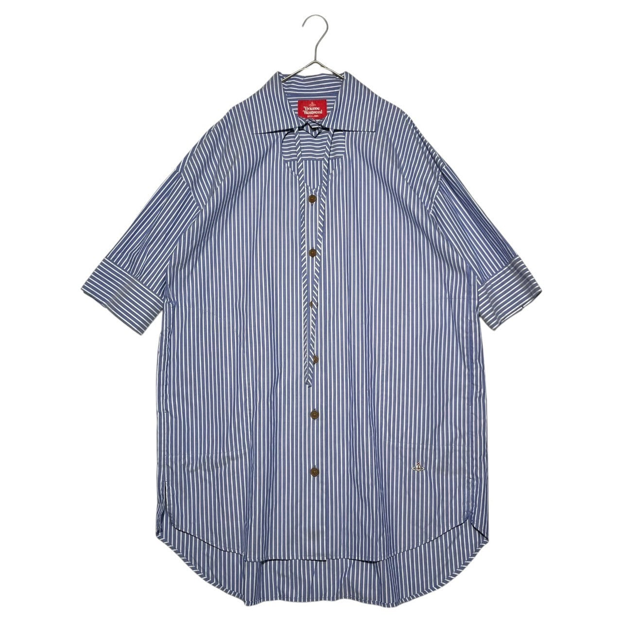 Vivienne Westwood RED LABEL(ヴィヴィアンウエストウッドレッドレーベル) Side pocket striped love shirt dress サイドポケット ストライプ ラブシャツ ワンピース 16-12-812005 00(FREE) スカイブルー