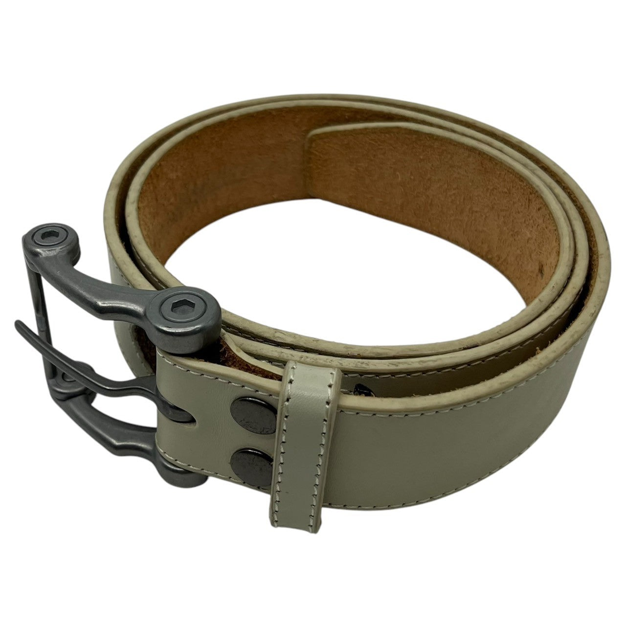 OAKLEY(オークリー) 00's  leather craft buckle belt レザー クラフト バックル ベルト ホワイト Y2K 本革