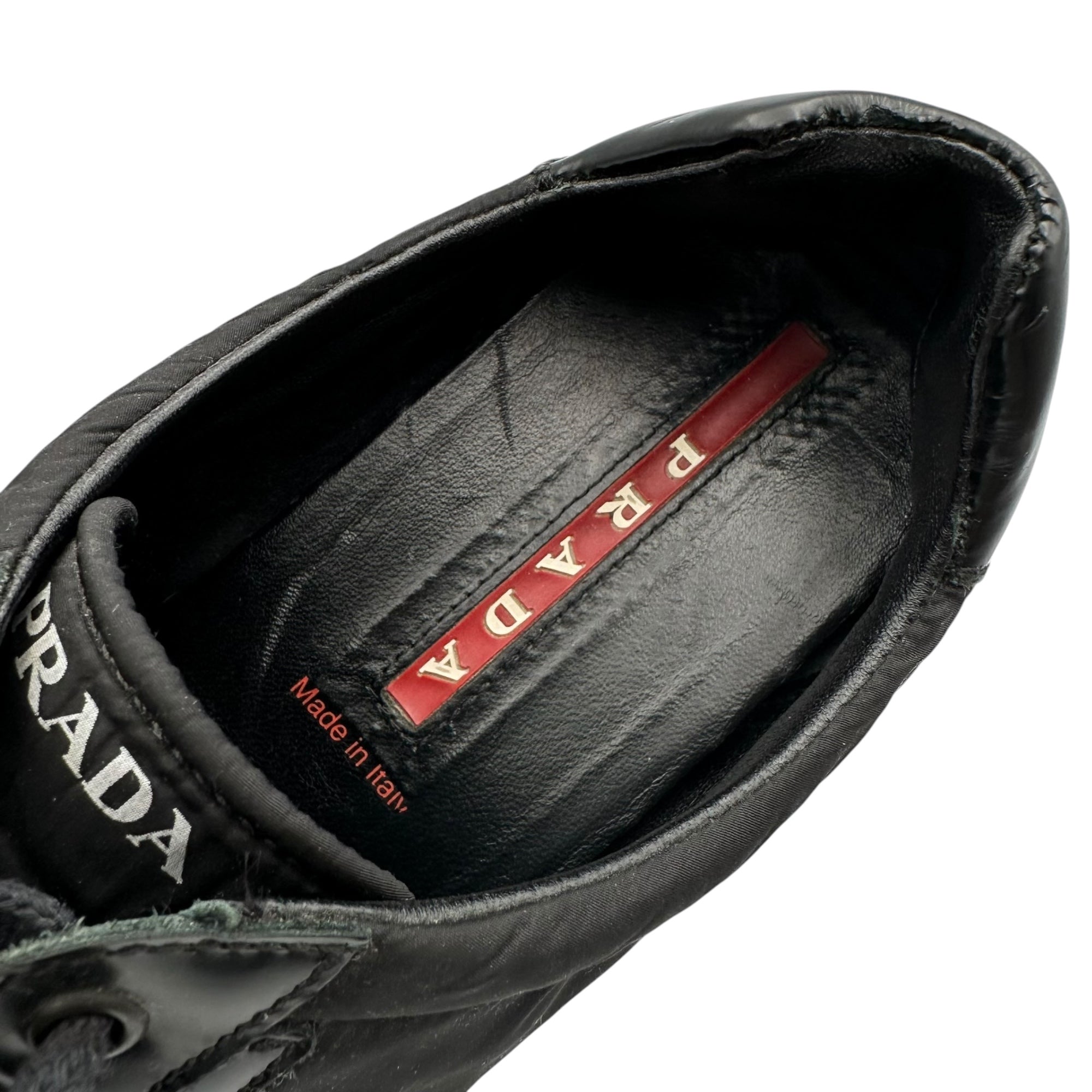 PRADA SPORT(プラダスポーツ) Low-Profile Nylon Leather Sneakers 薄底 ナイロン レザー スニーカー 4703 38(24.5cm程度) ブラック