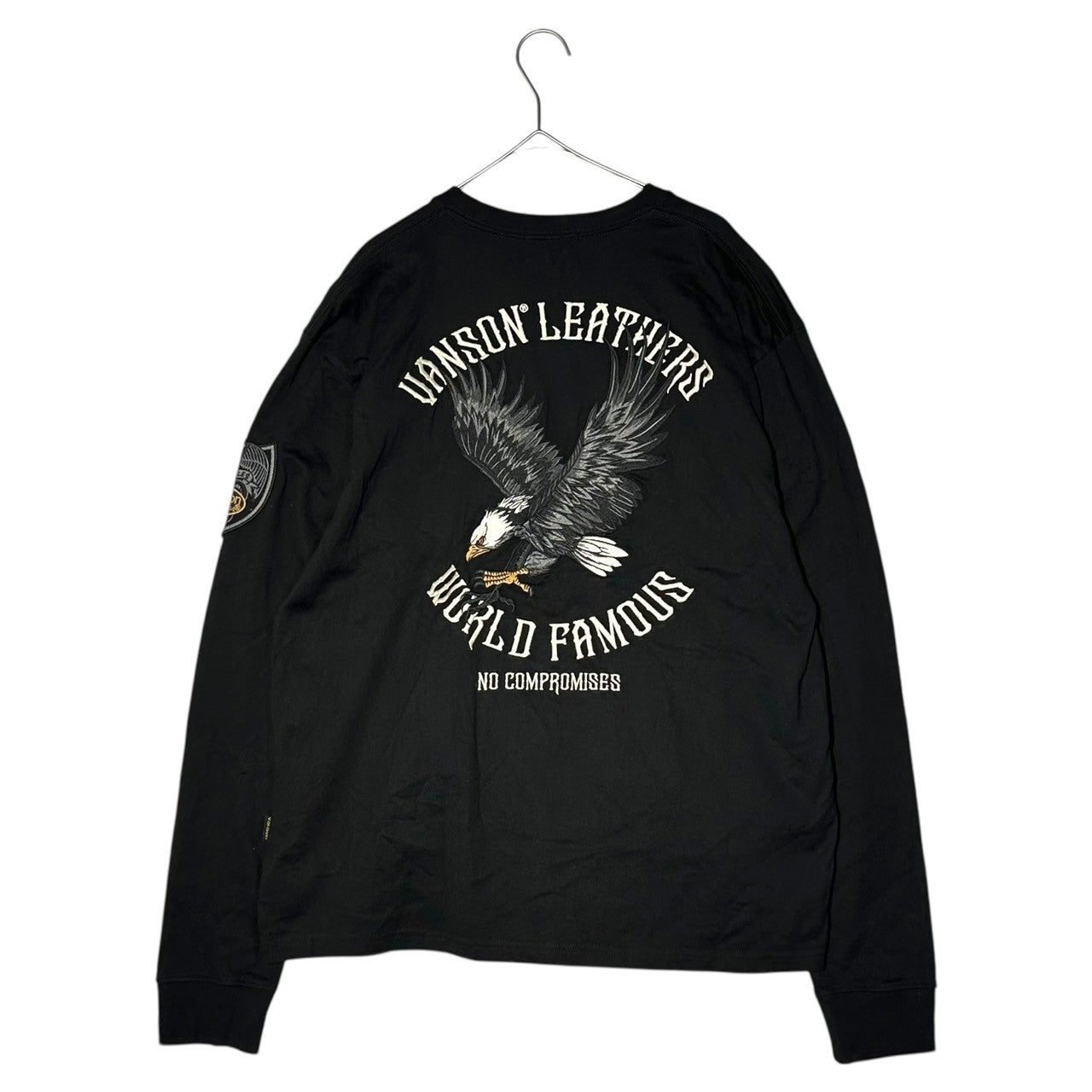 VANSON(バンソン) Eagle Embroidered L/S T-Shirt イーグル 刺繍 長袖 Tシャツ XL ブラック