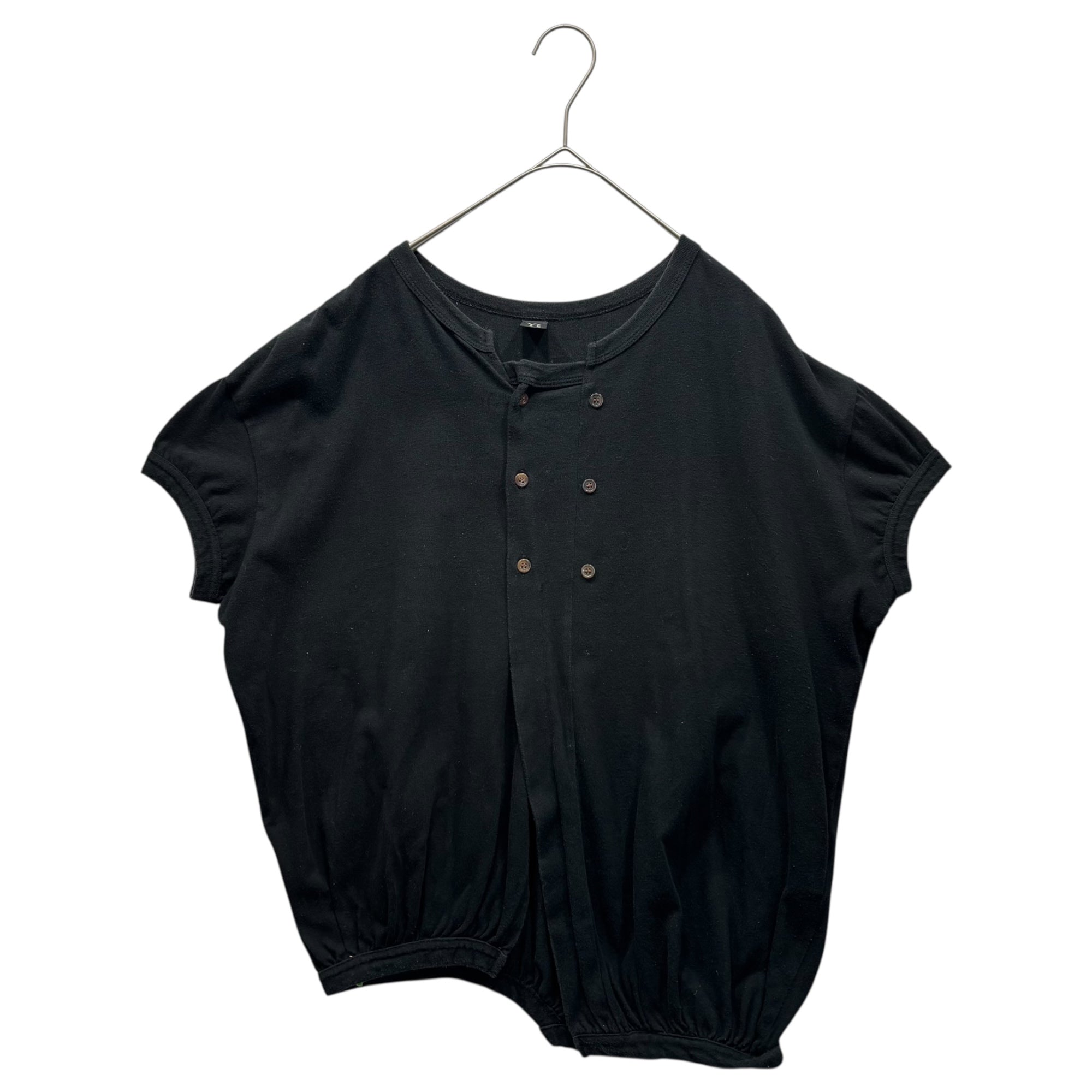 Y's(ワイズ) Double-Button Super Short Sleeve Pullover Knit Top 2連 ボタン スーパー ショートスリーブ プルオーバー カットソー YN-T85-074 2(M程度) ブラック 男性着用可能