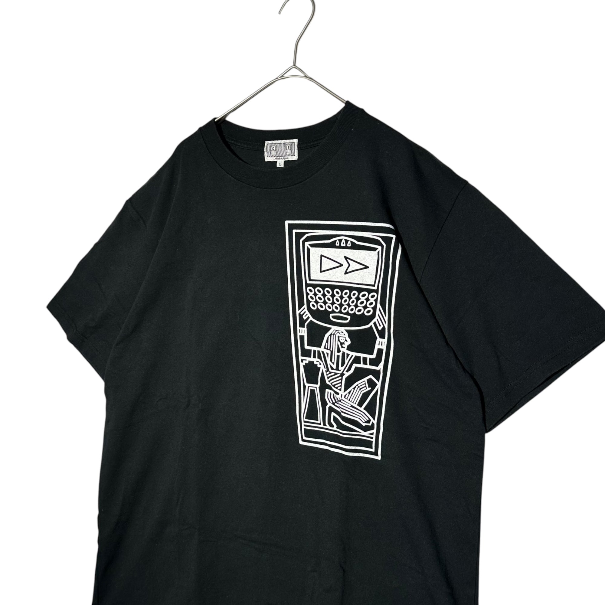 C.E(シーイー) Print T-shirt プリント Tシャツ Ｌ ブラック×ホワイト