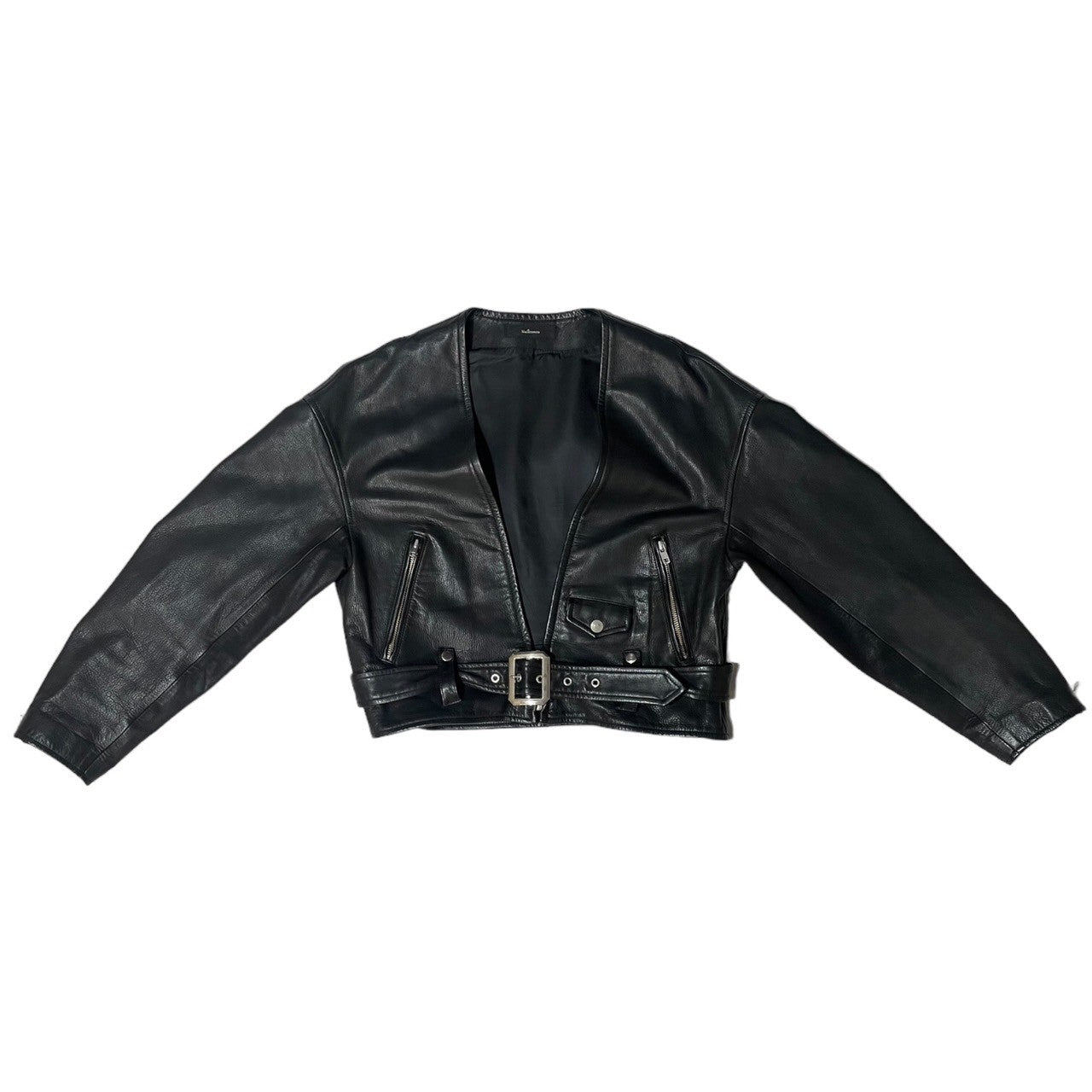 blackmeans(ブラックミーンズ) Short length leather jacket ショート丈 羽織 レザー ジャケット ライダース 72GBJ022-1 SIZE 4 ブラック 少数生産 稀少品