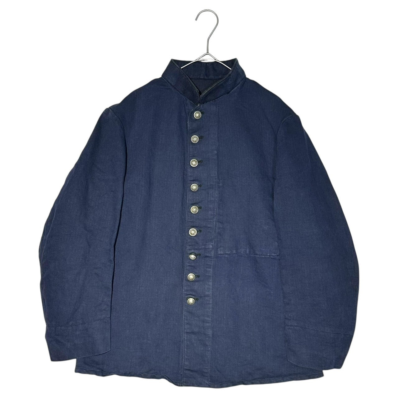 Euro antique(ヨーロッパアンティーク) 1920’s~ French linen herringbone fireman jacket フランス リネン ヘリンボーン ファイヤーマン ジャケット 表記無(S程度) ネイビー ヴィンテージ