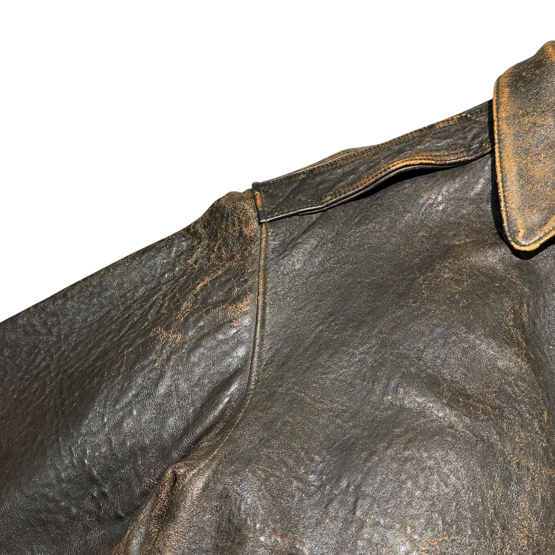 AVIREX(アヴィレックス) 90's A-2 LEATHER FLIGHT JACKET ガール バックペイント レザー フライト ジャケット L ブラウン 90年代 ヴィンテージ ミリタリー Victory 1945