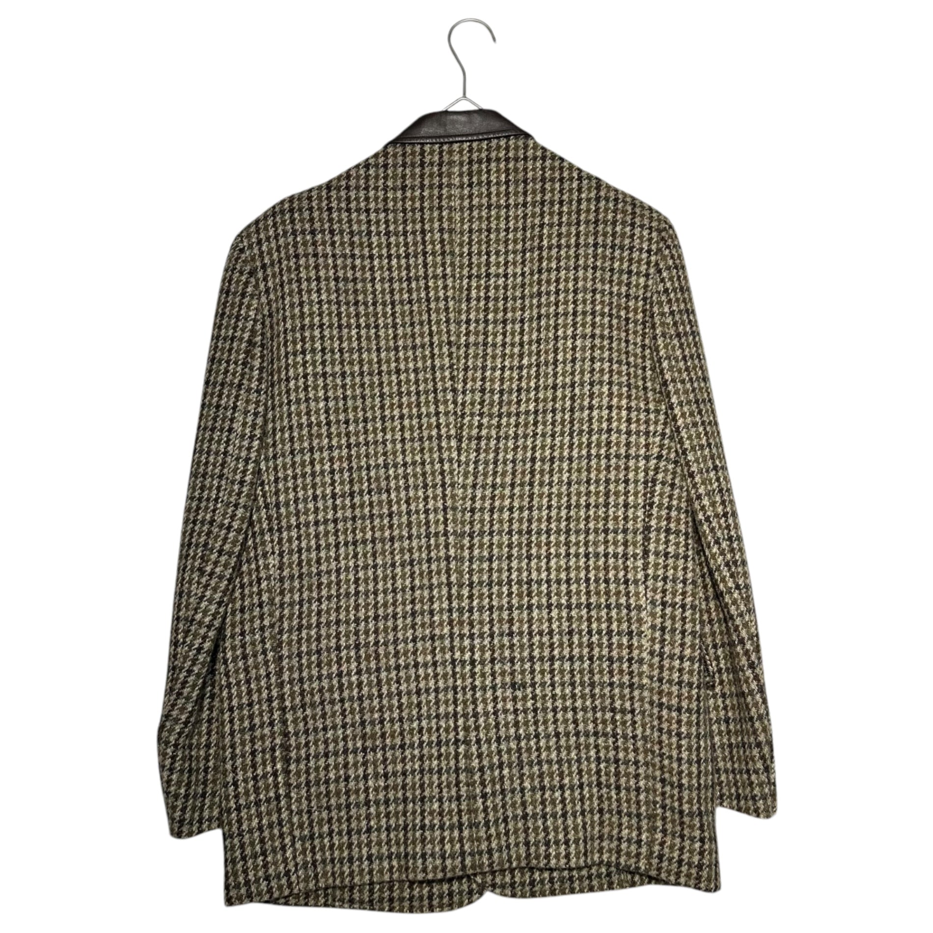 COMME des GARCONS HOMME(コムデギャルソンオム) 70～80's ”HARRIS TWEED ” Wool jacket with leather collar ハリス ツイード 襟 レザー 切替 ウール ジャケット 川久保玲 本人期 HJ 08006S S ブラウン 70年～80年代製造 稀少品 デカオム