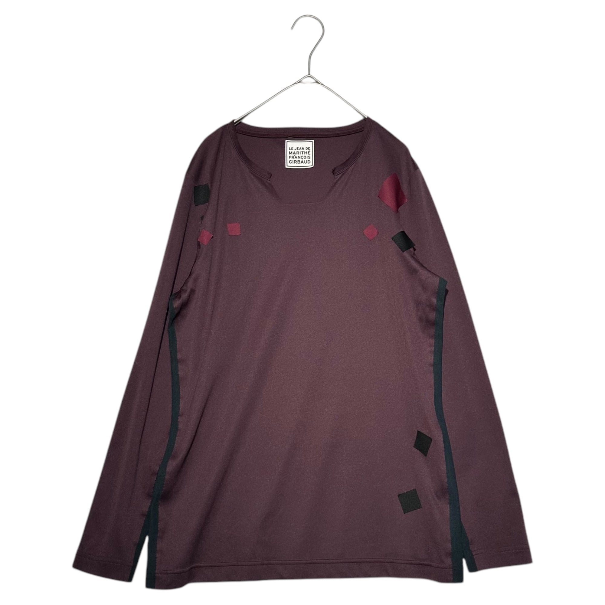 MARITHE FRANCOIS GIRBAUD(マリテフランソワジルボー) 00's Design Neck Long Sleeve Jersey Cut and Sewn 00年代 デザイン ネック 長袖 ジャージィ カットソー M5-6810 M バーガンディ