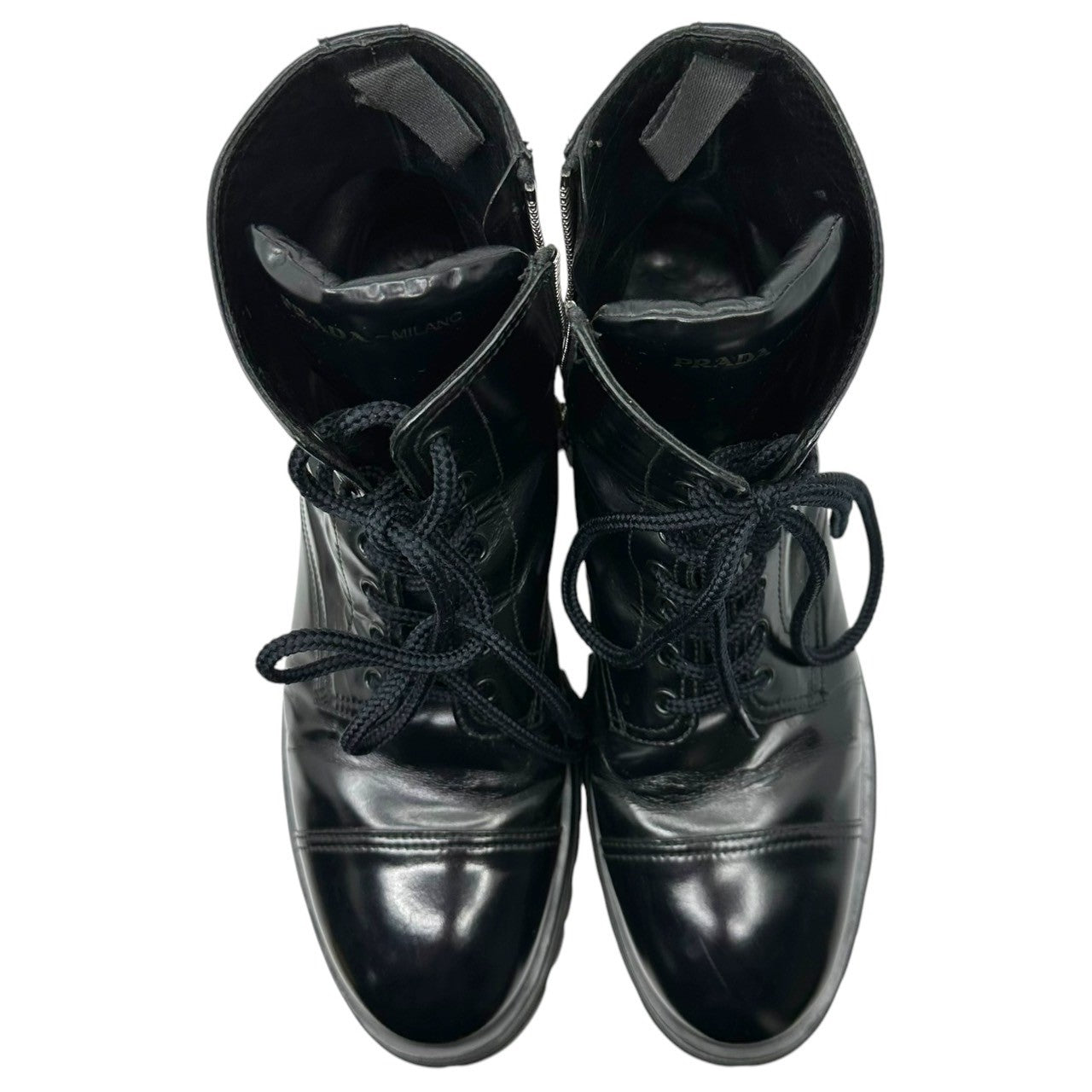 PRADA(プラダ) side-zip cap-toe combat boots サイドジップ キャップトゥ コンバット ブーツ 40 1/2(25.5~26.0cm程度) ブラック