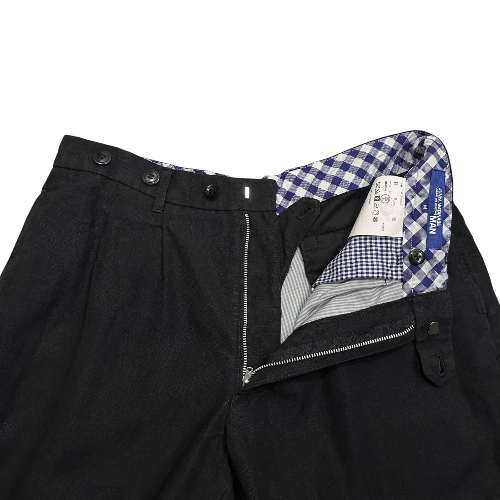 JUNYA WATANABE COMME des GARCONS(ジュンヤワタナベコムデギャルソン) 2021SS 2-tuck linen shorts 2タック リネン ショーツ WG-P034 M ブラック AD2020 ハーフ ショート パンツ